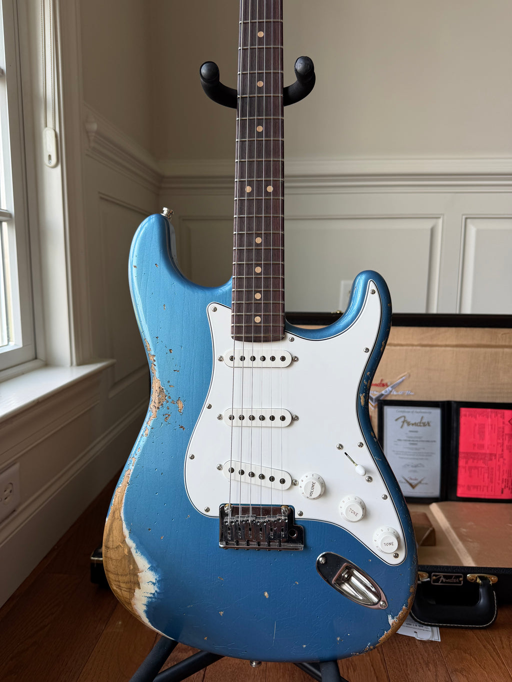 2025 Fender Custom Shop Stratocaster Custom Deluxe SR25 Matching Headstock Heavy Relic - Aged Lake Placid Blue