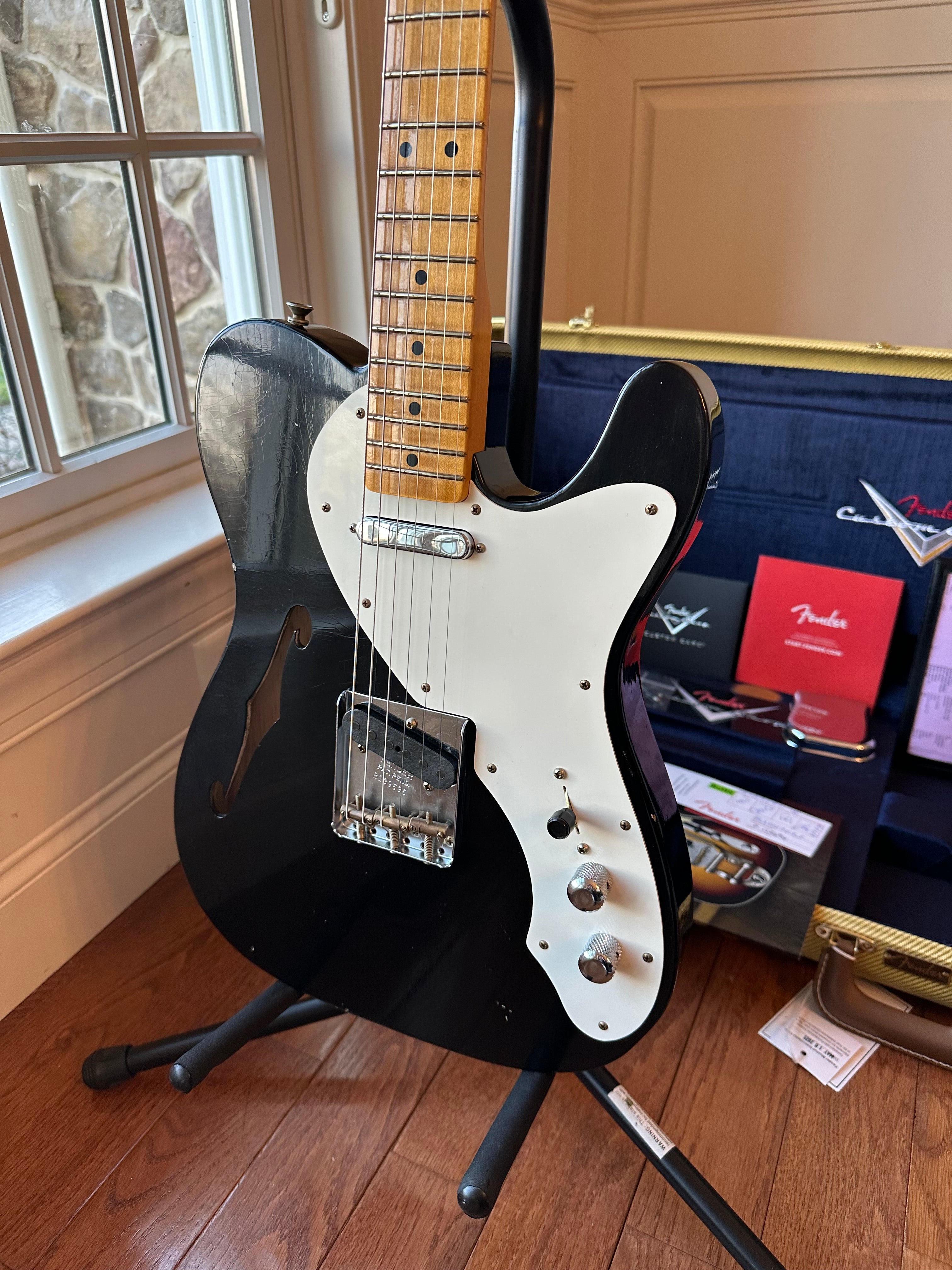 2025 Fender Custom Shop Telecaster Thinline W25-50S Journeyman - Aged Black - Image 2