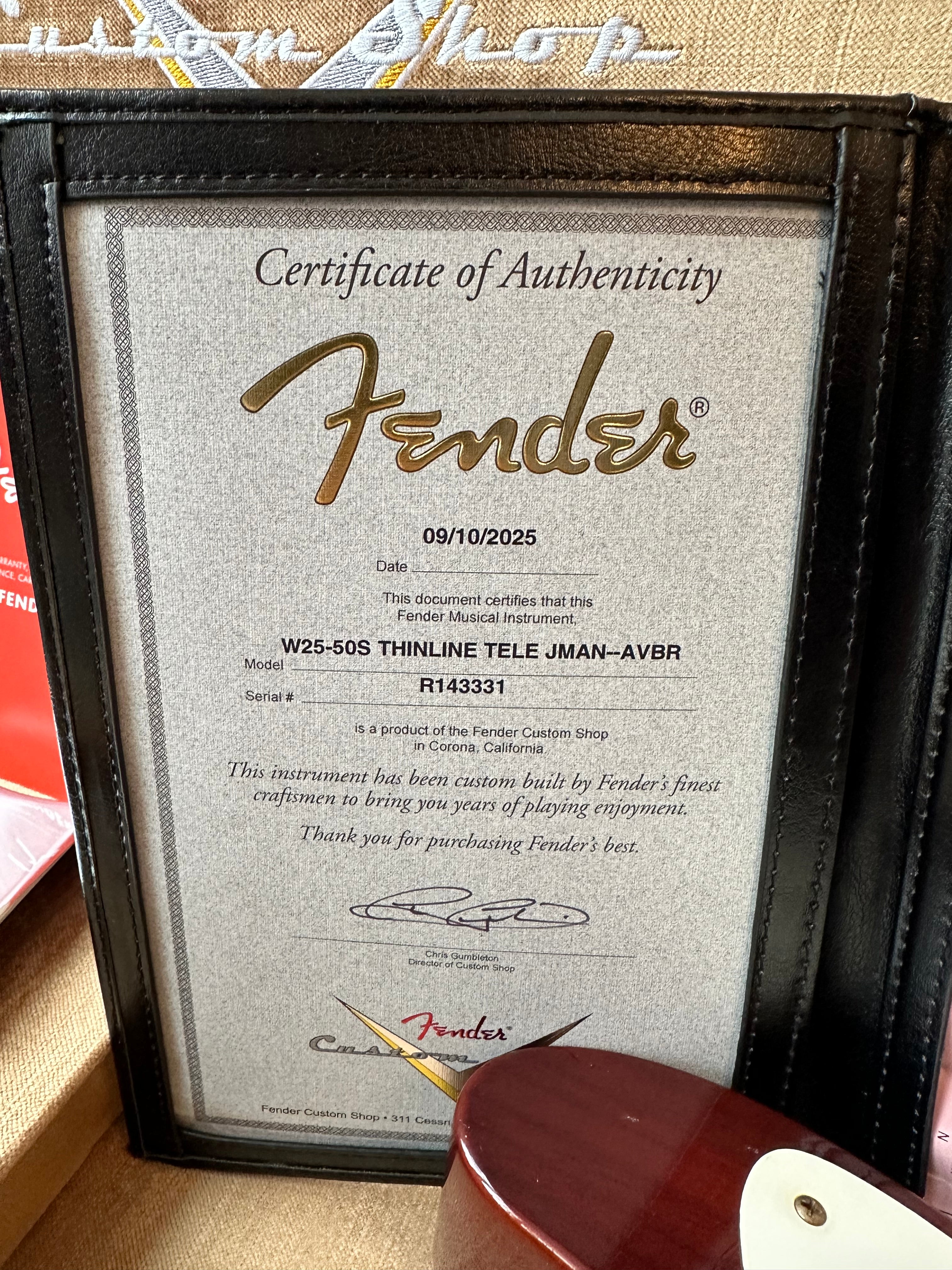 2025 Fender Custom Shop Telecaster Thinline W25 50s Journeyman - Aged Violin Burst - Image 20