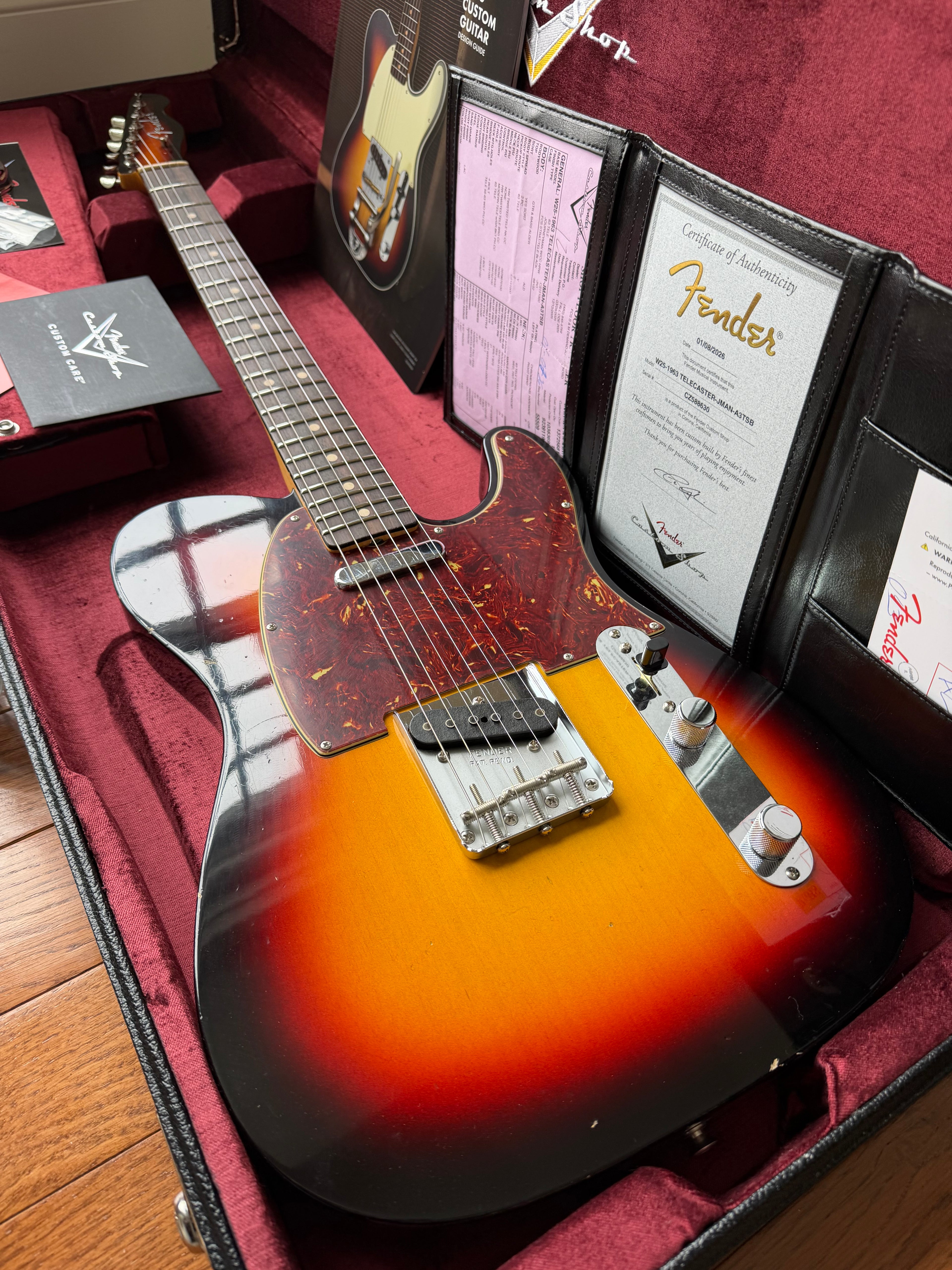 2026 Fender Custom Shop '63 Telecaster Matching Headstock Peg W25 Journeyman - Aged 3 Color Sunburst - Image 2