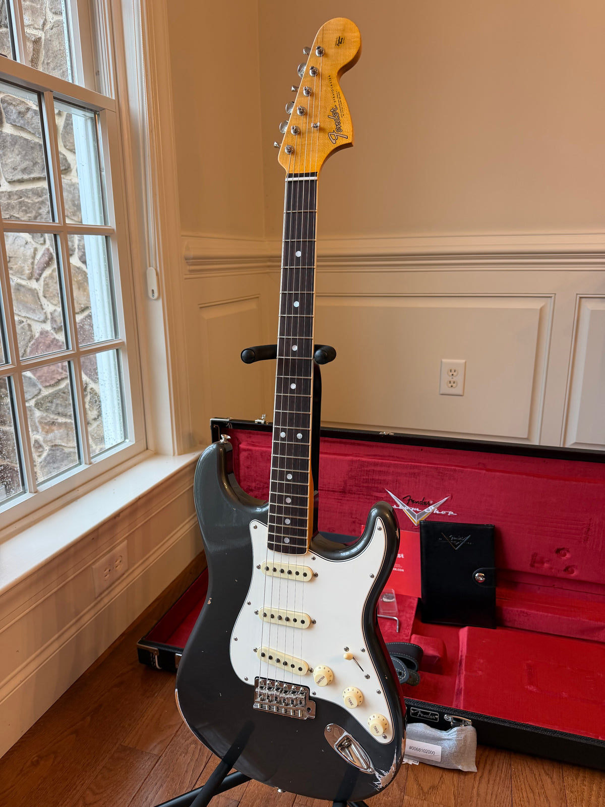 2025 Fender Custom Shop ‘67 Stratocaster Relic Neck Binding - Charcoal Frost Metallic