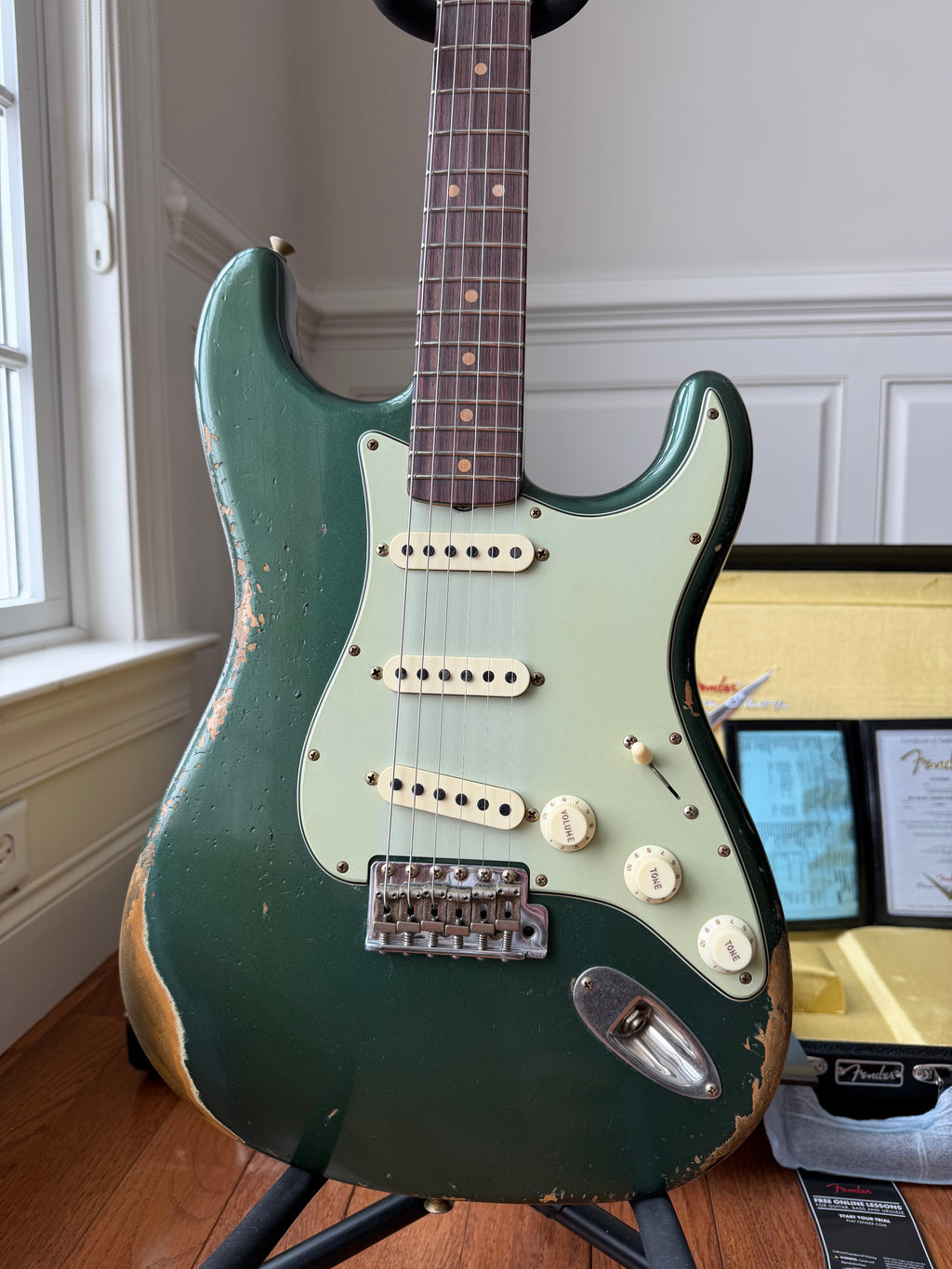 2026 Fender Custom Shop '64 Stratocaster L-Series Heavy Relic - Aged Sherwood Metallic Green - Image 2