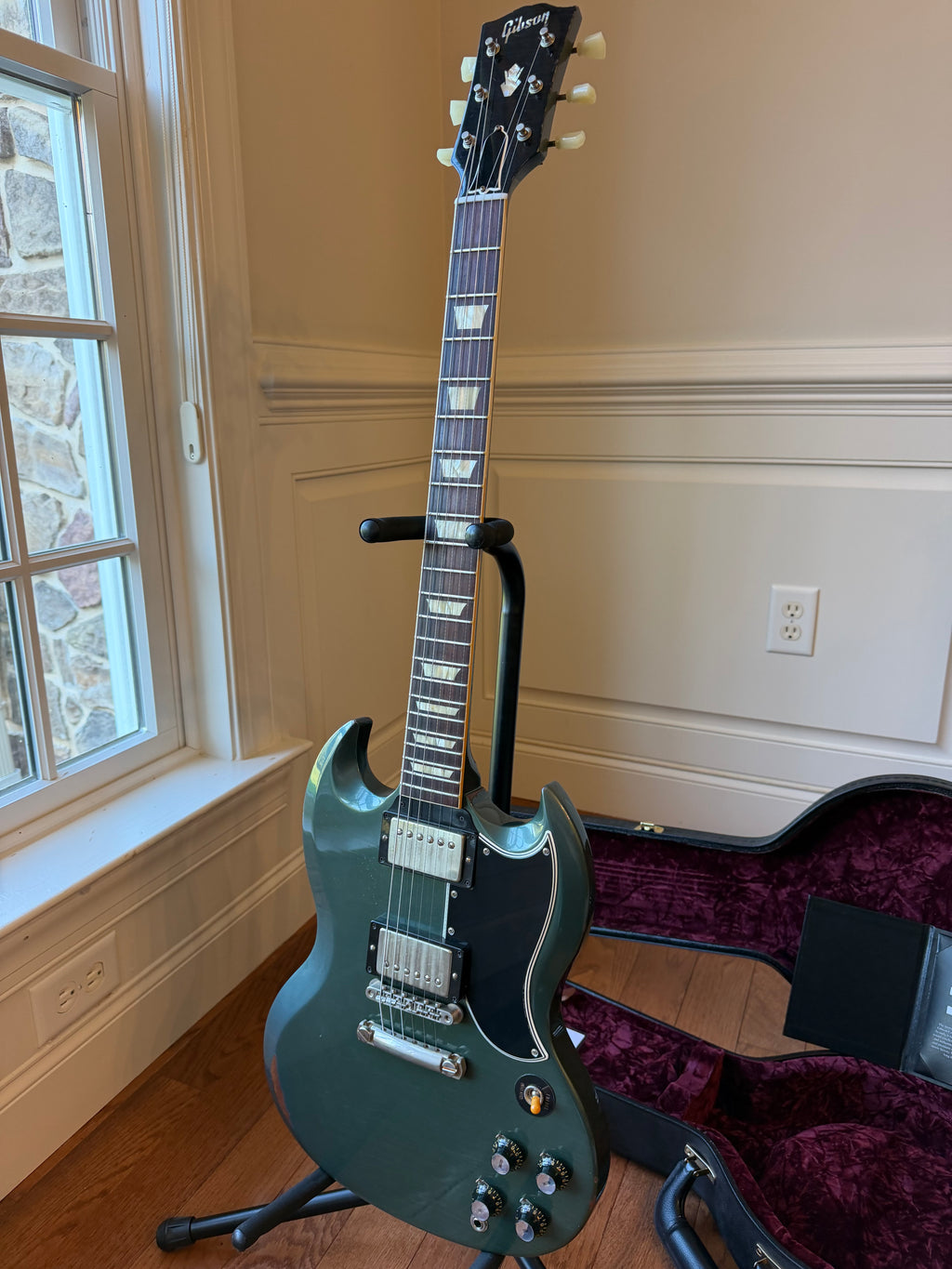 2020 Gibson Custom Shop SG Standard Stop Tail Factory Aged - Aged Pelham Blue