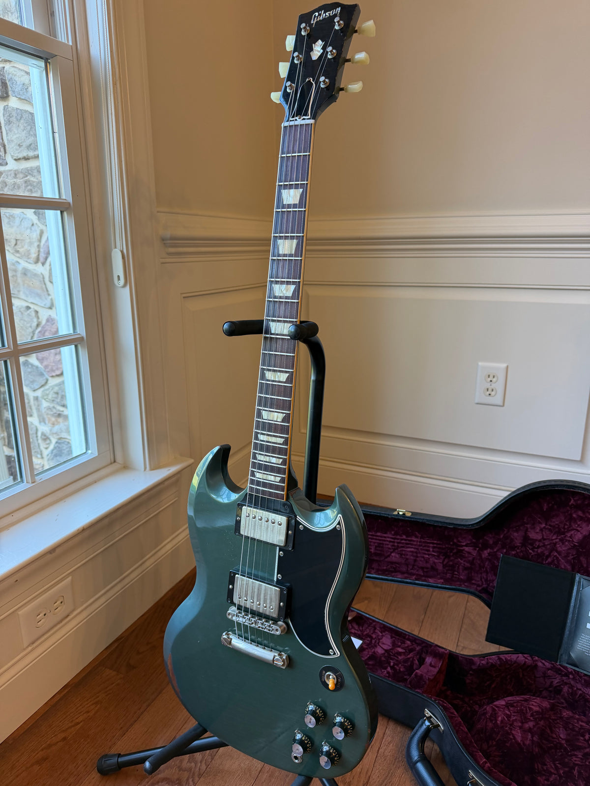 2020 Gibson Custom Shop SG Standard Stop Tail Factory Aged - Aged Pelham Blue