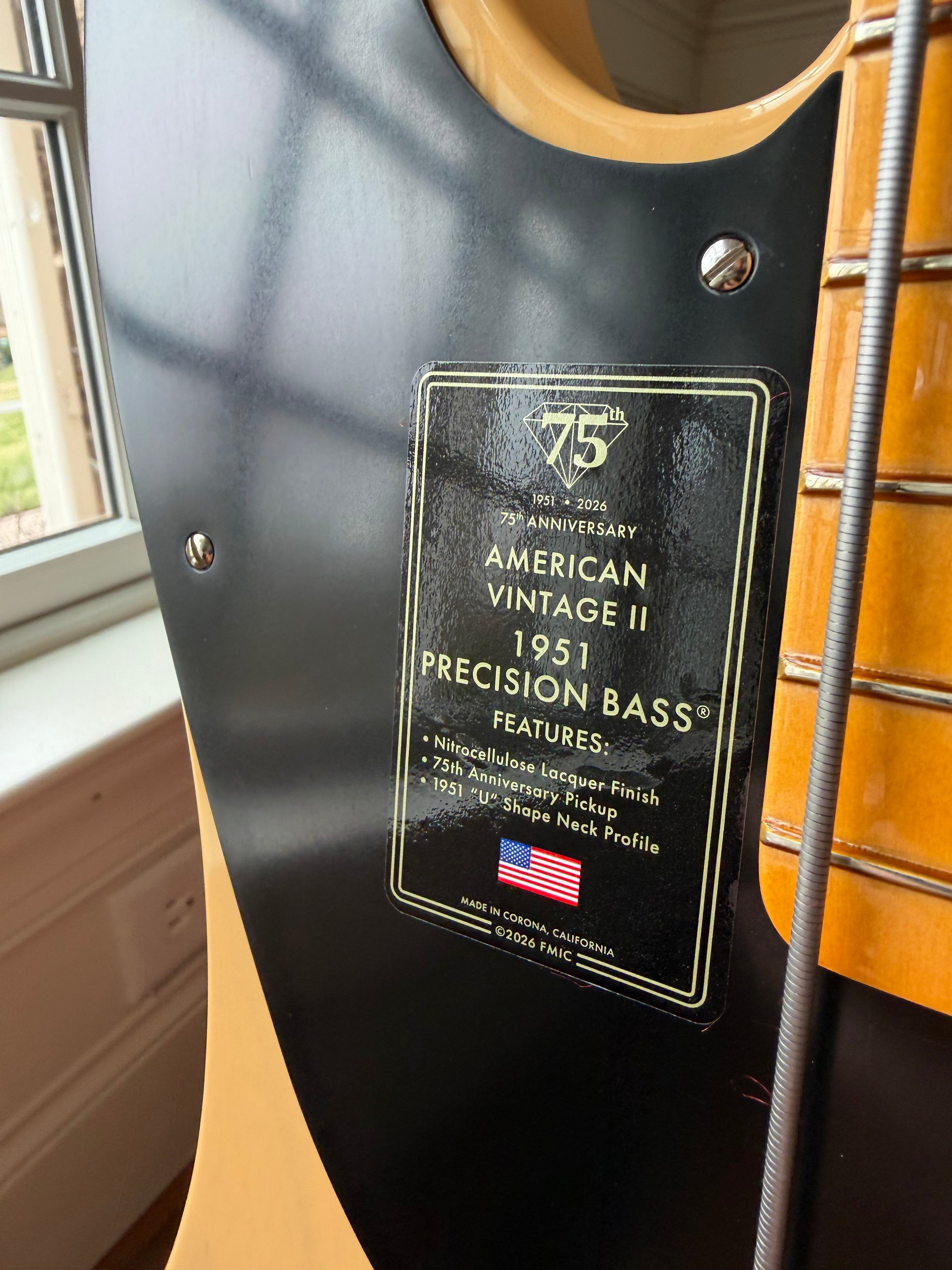 2026 Fender 75 Anniversary American Vintage II '51 Precision Bass - Butterscotch Blonde - Image 6