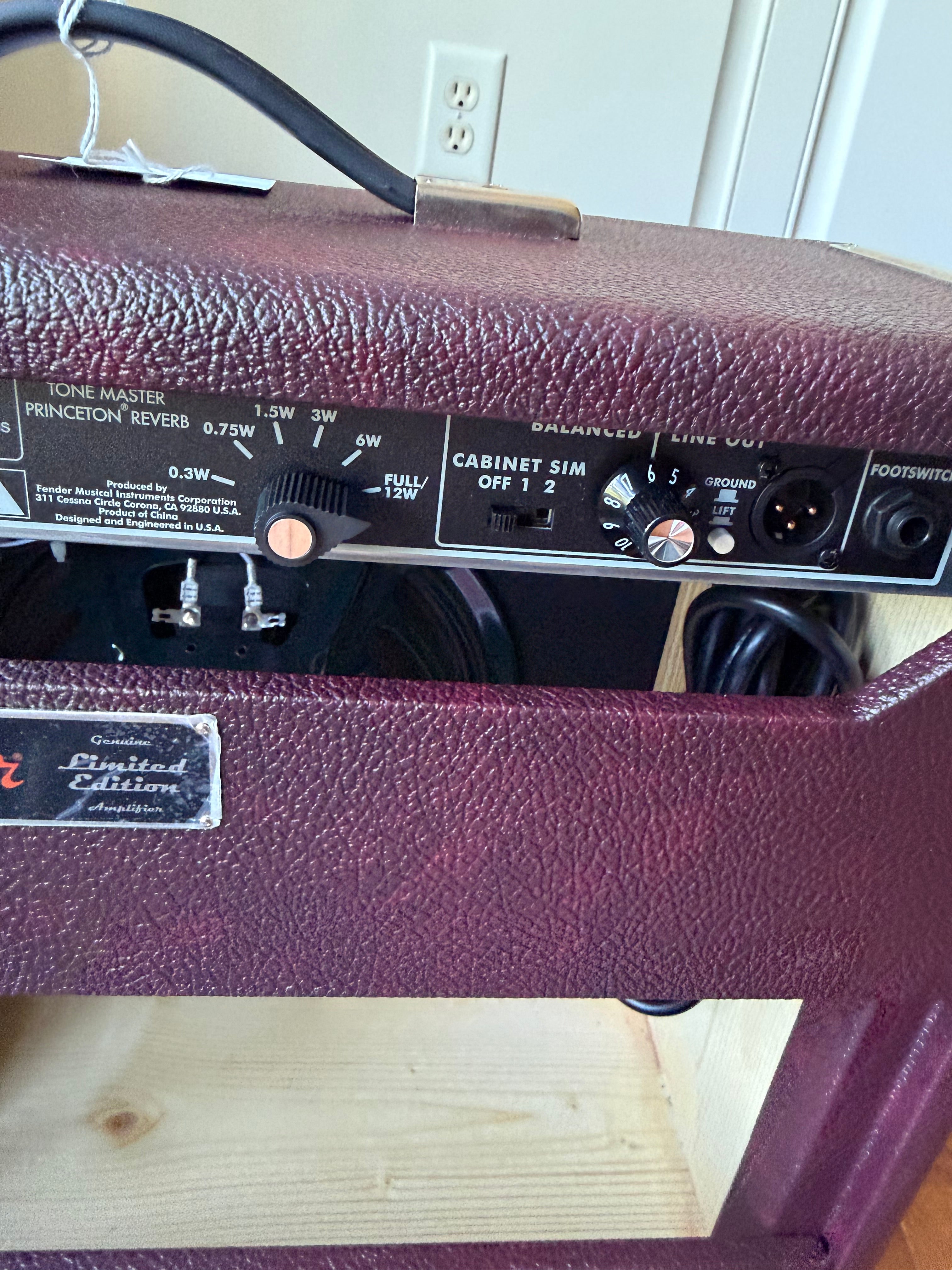 2025 Fender FSR Tone Master Princeton 12-Watt Guitar Amp Combo - Wine