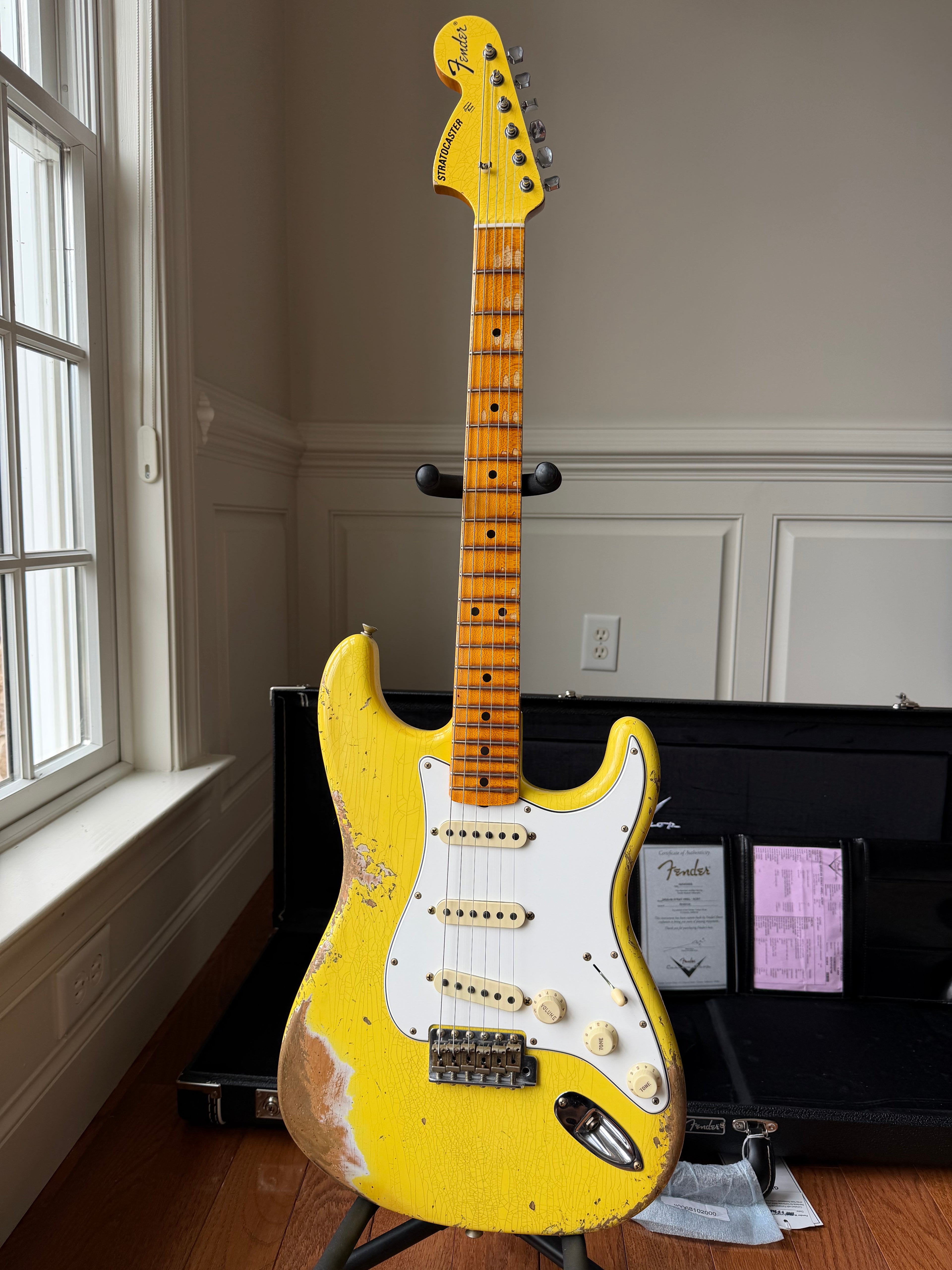 2026 Fender Custom Shop ‘69 Stratocaster SR25 Heavy Relic Matching Reverse Headstock - Aged Canary Yellow
