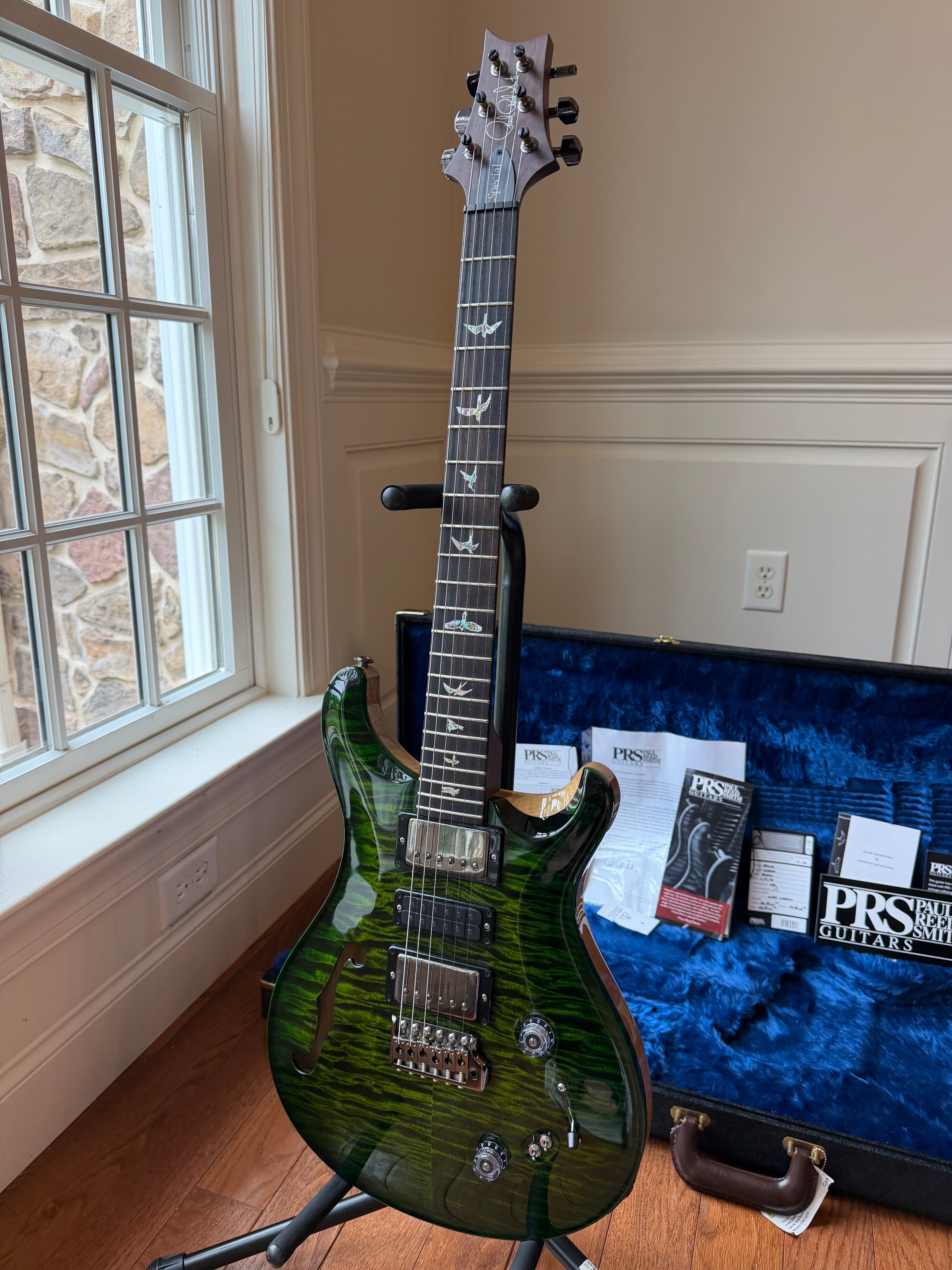 2019 PRS Special Semi-Hollow Wood Library Brazilian Korina - Jade Green Smokeburst