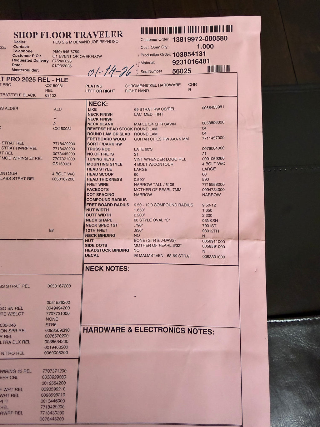 2026 Fender Custom Shop Stratocaster Pro W25 Relic - HLE Gold