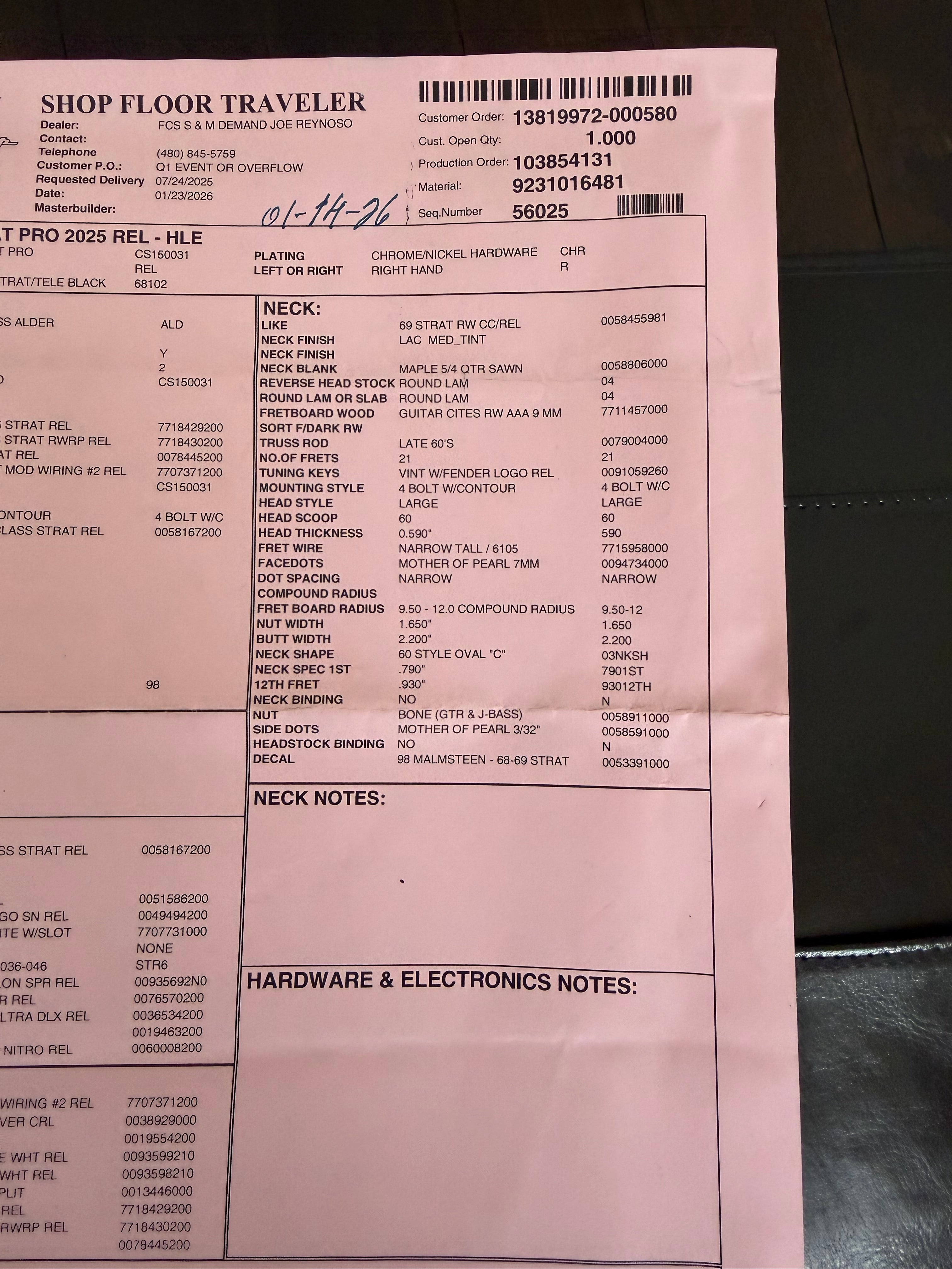 2026 Fender Custom Shop Stratocaster Pro W25 Relic - HLE Gold