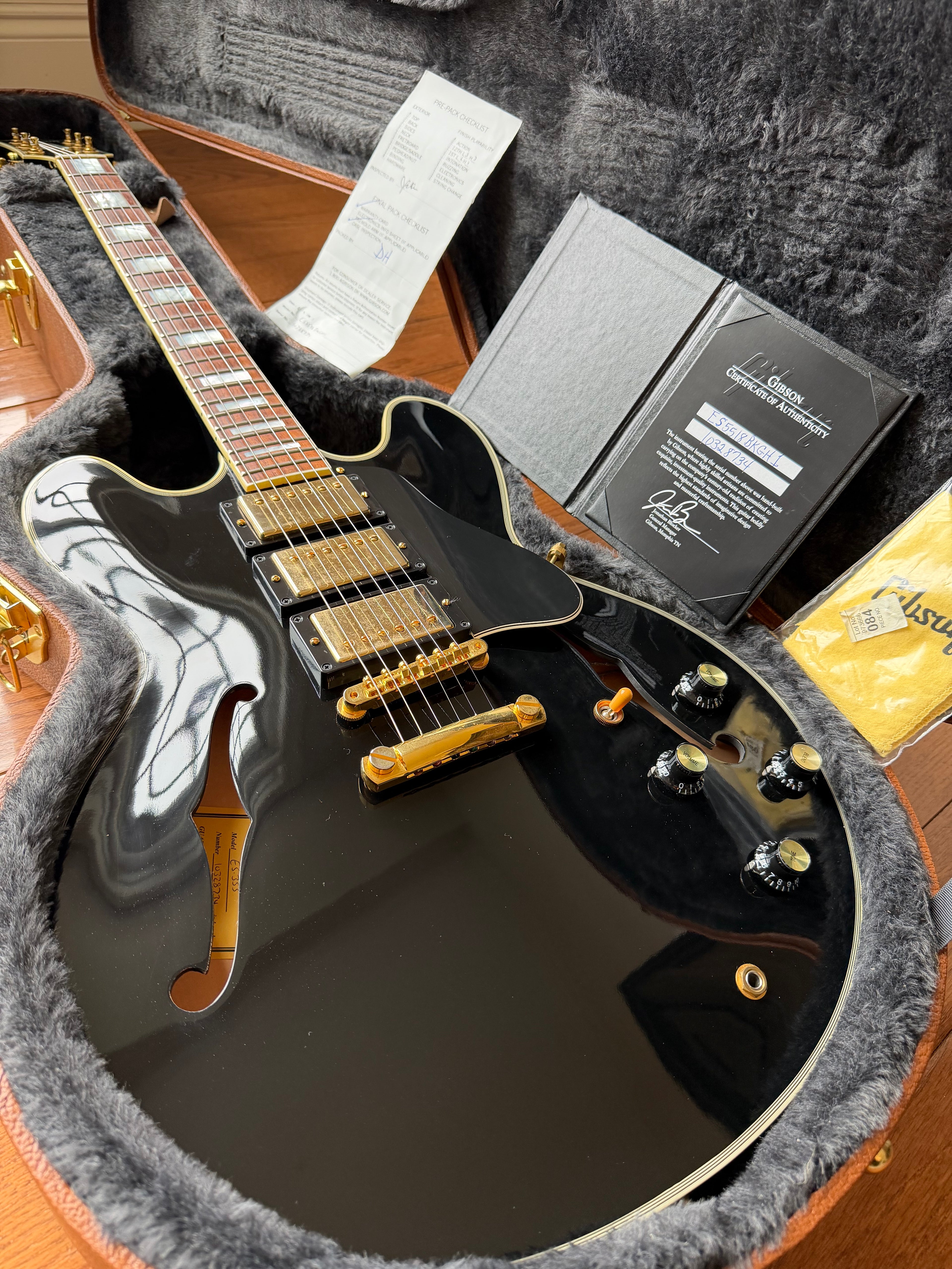 2018 Gibson ES-355 Black Beauty 3 Pickup Gold Hardware - Ebony Black - Image 1