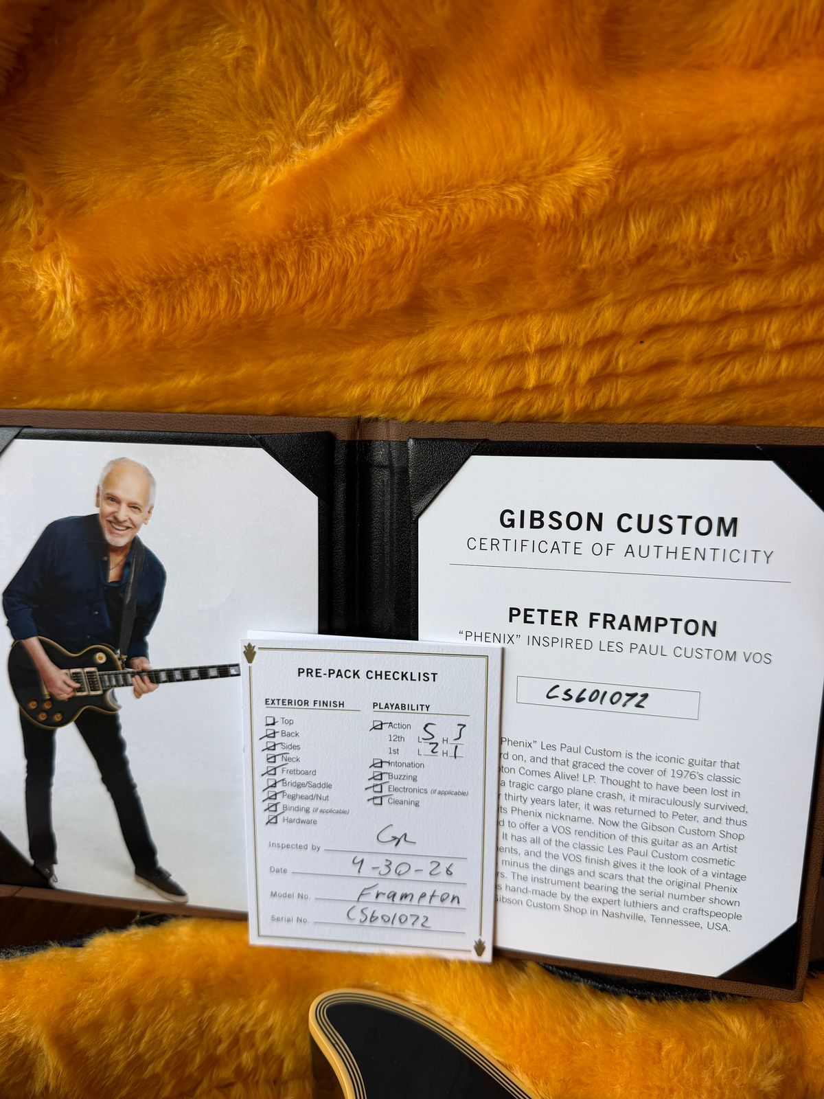 2026 Gibson Custom Shop Les Paul Custom Peter Frampton “Phenix” Inspired VOS - Ebony Black