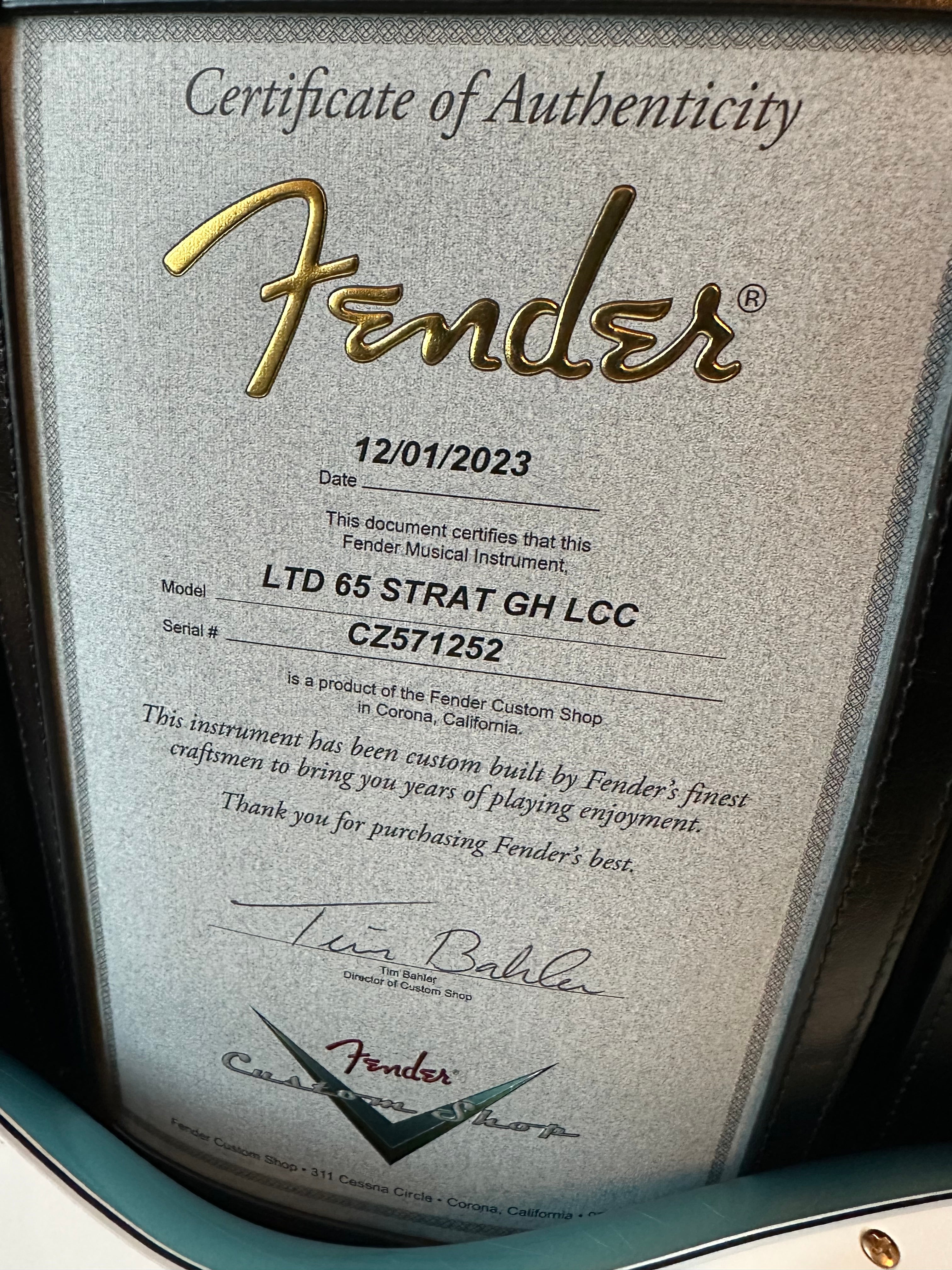 2023 Fender Custom Shop '65 Stratocaster LTD Gold Hardware Neck Binding - Teal Green Metallic - Image 20