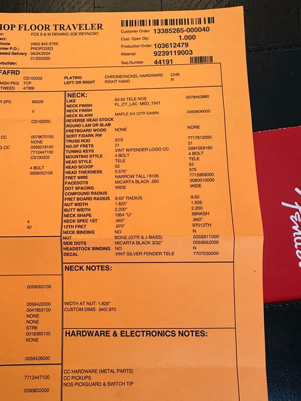 2025 Fender Custom Shop ‘54 Telecaster TCP Time Capsule - Faded Aged Fiesta Red