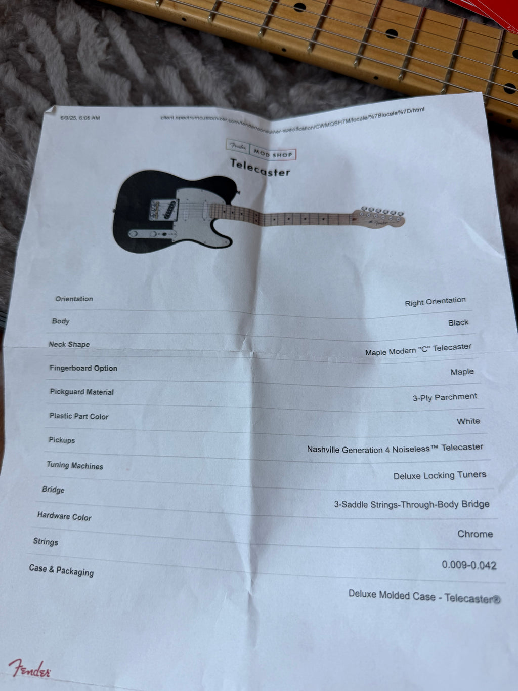2025 Fender American Nashville Telecaster Mod Shop Maple - Black