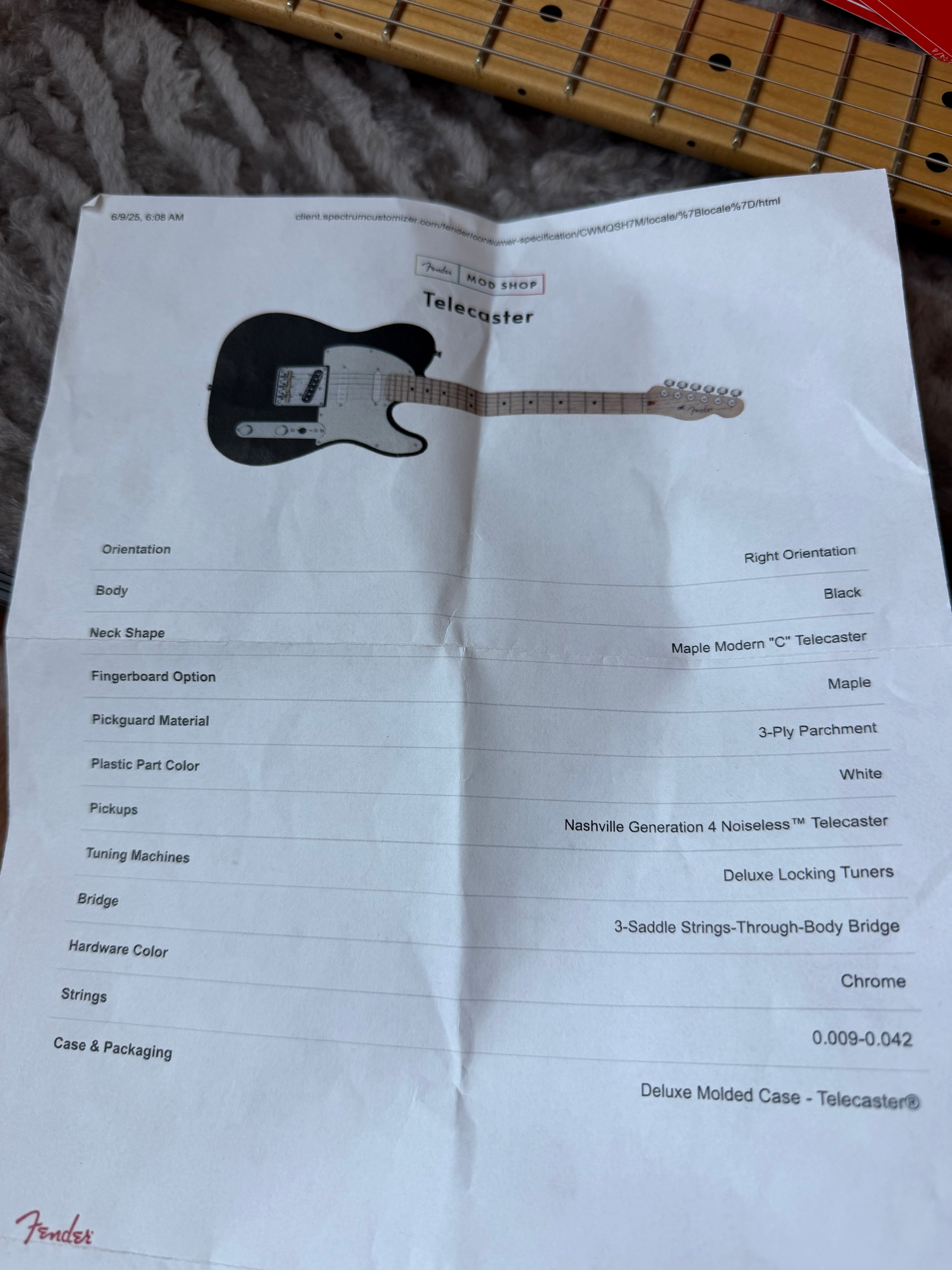 2025 Fender American Nashville Telecaster Mod Shop Maple - Black