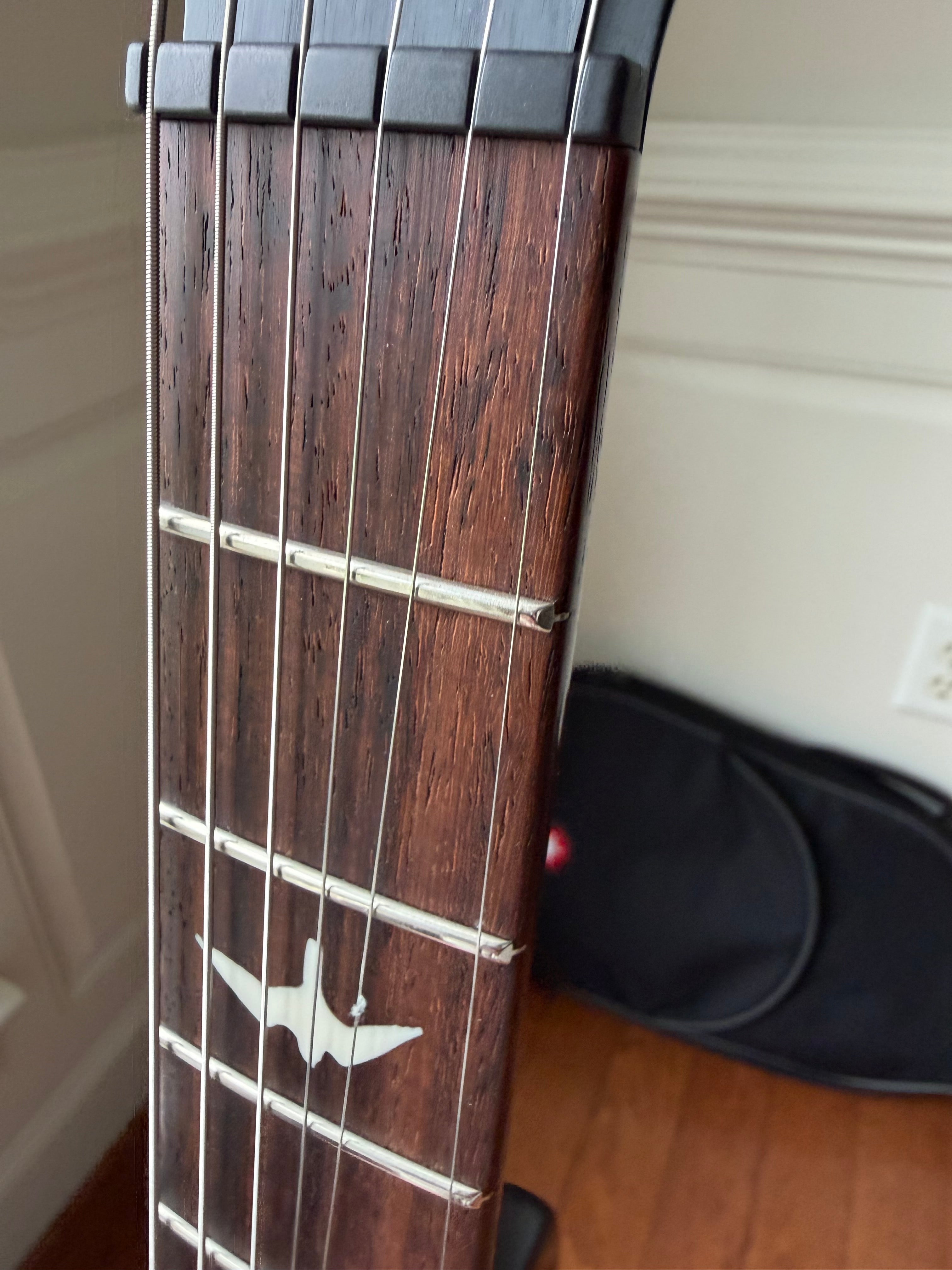 2021 PRS CE24 Semi-Hollow Custom Color Blackout Headstock Back - Black