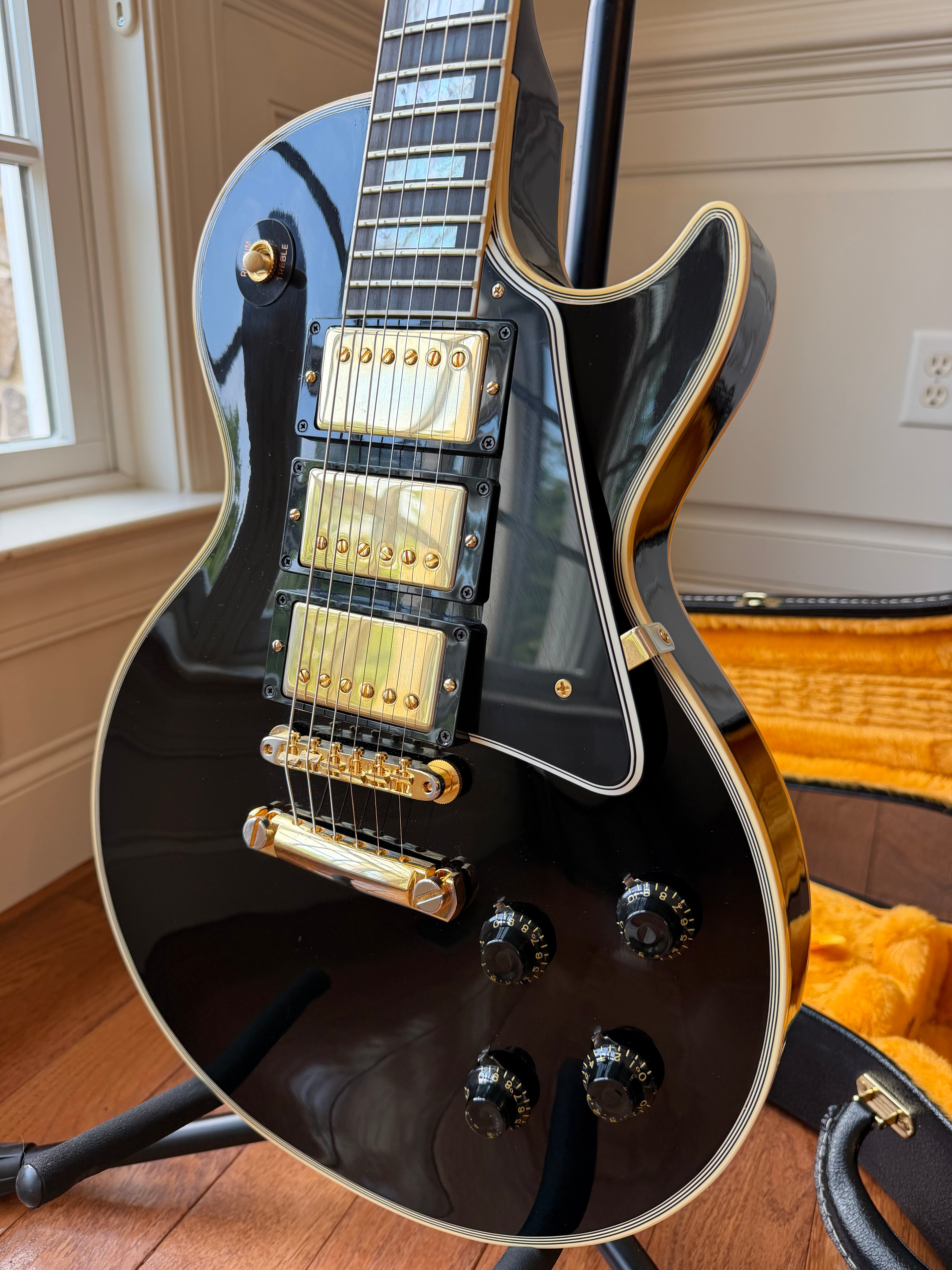 2023 Gibson Custom Shop Les Paul Custom ‘57 Reissue 3 Pickup Black Beauty - Ebony Black