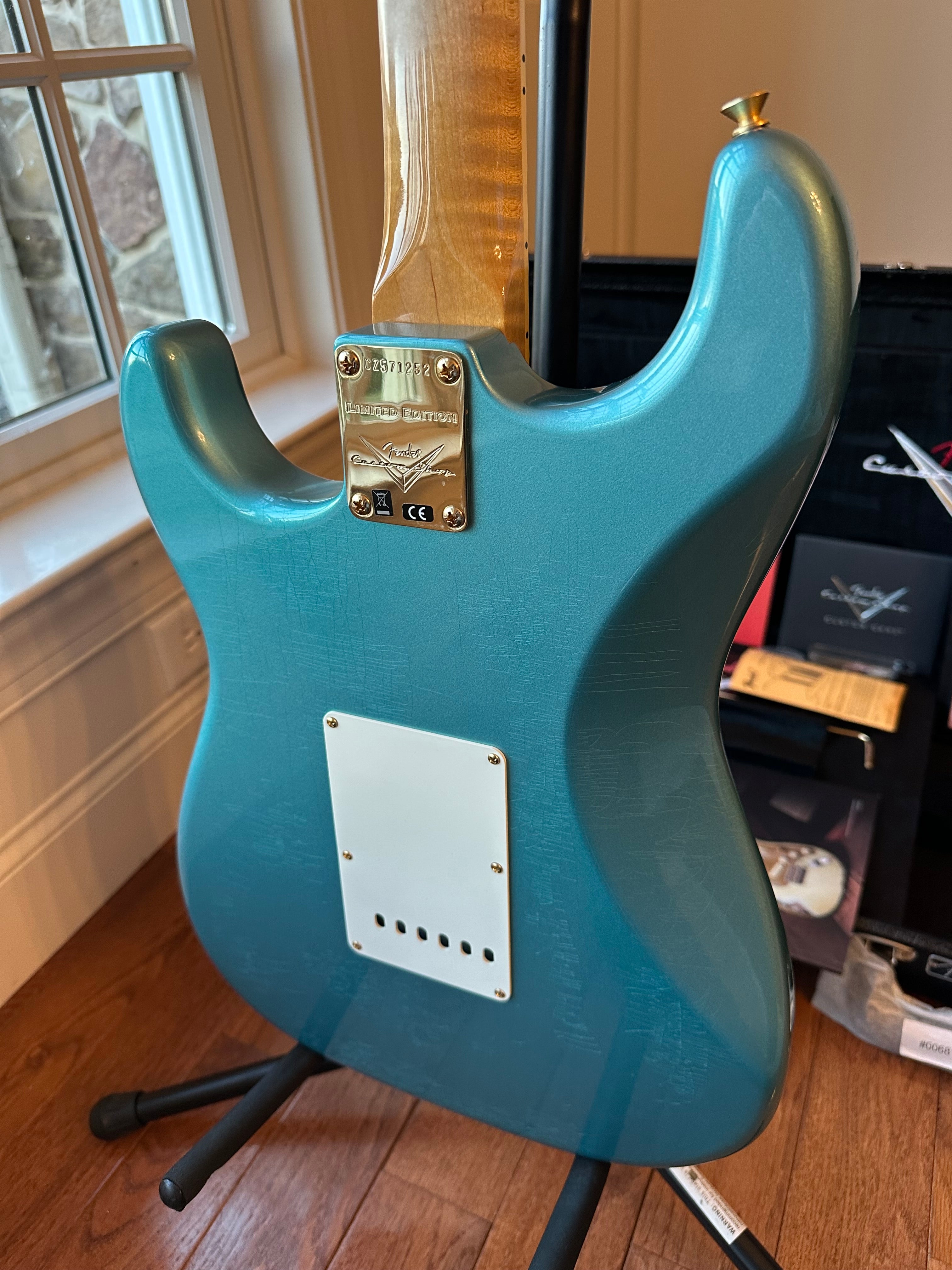 2023 Fender Custom Shop '65 Stratocaster LTD Gold Hardware Neck Binding - Teal Green Metallic - Image 12