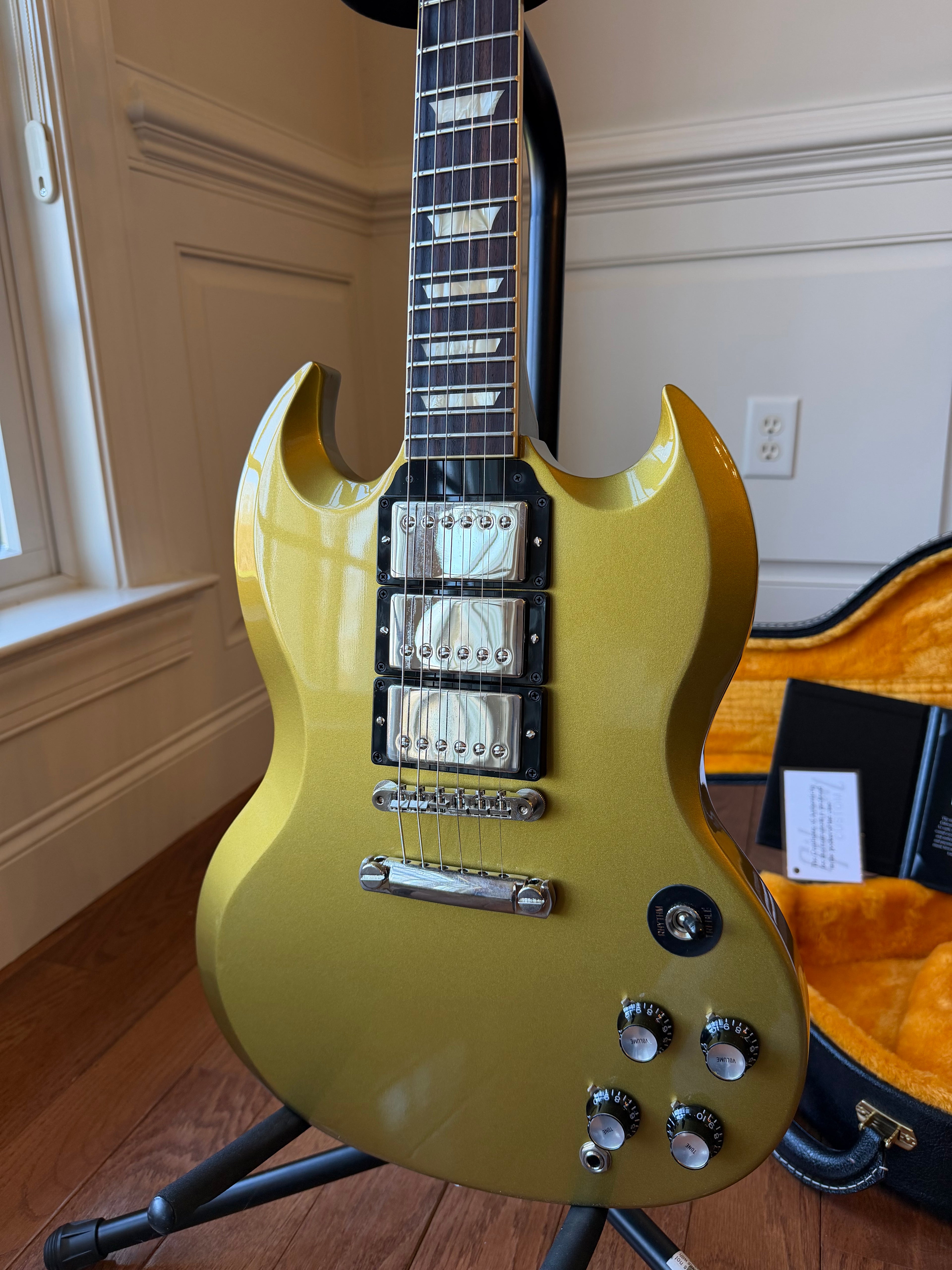 2020 Gibson Custom Shop SG Standard 3 Pickup Double Gold Factory Stinger - Gold Top