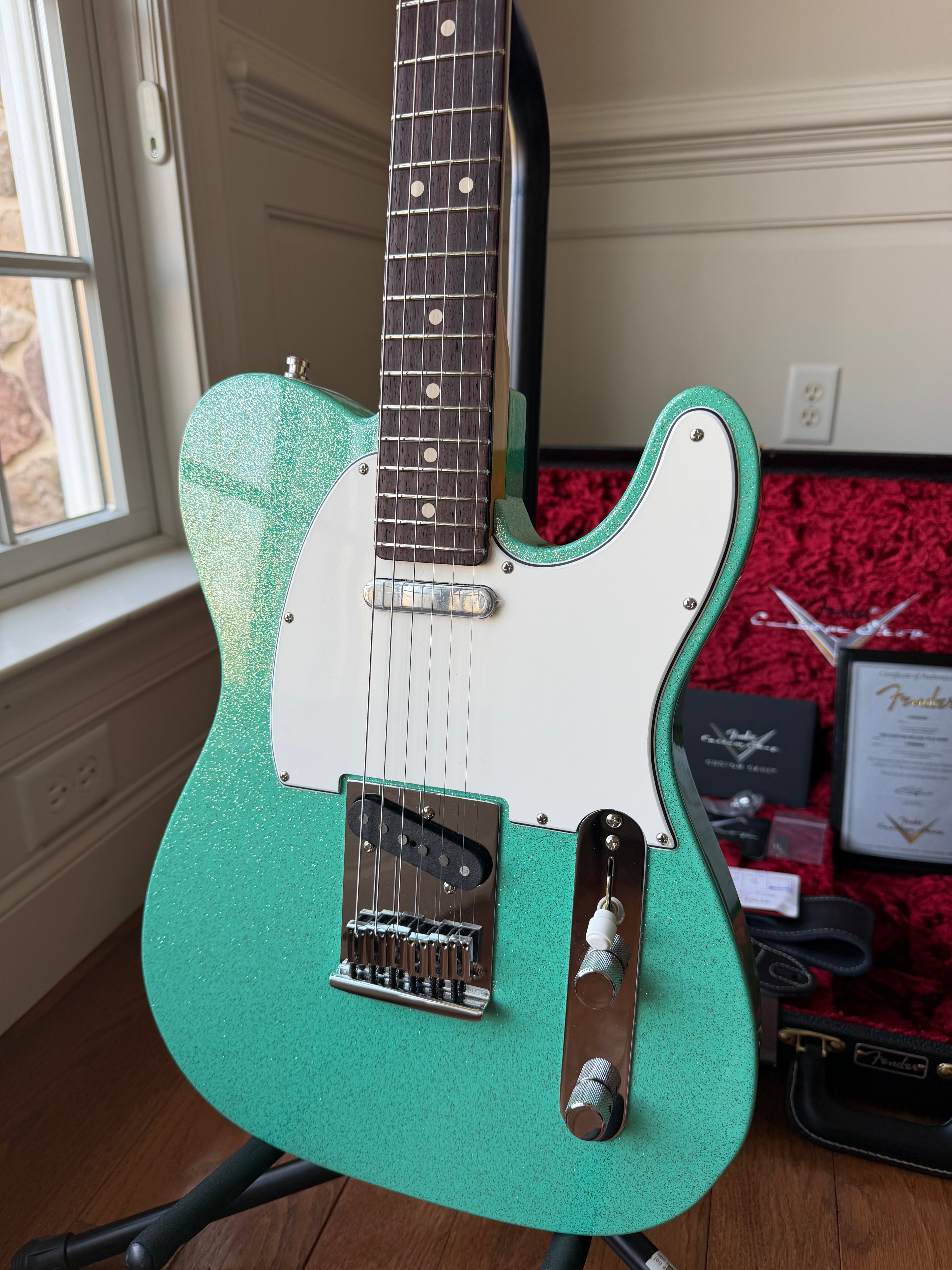 2025 Fender Custom Shop Telecaster W25 Custom Deluxe Limited Edition NOS - Seafoam Green Sparkle - Image 3