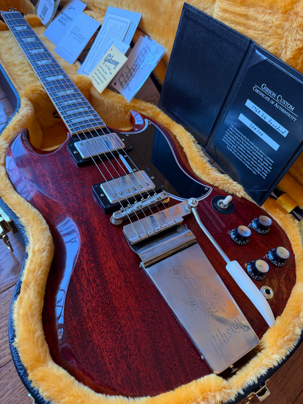 2025 Gibson Custom Shop '64 SG Standard VOS Maestro Vibrola - Cherry Red - Image 1