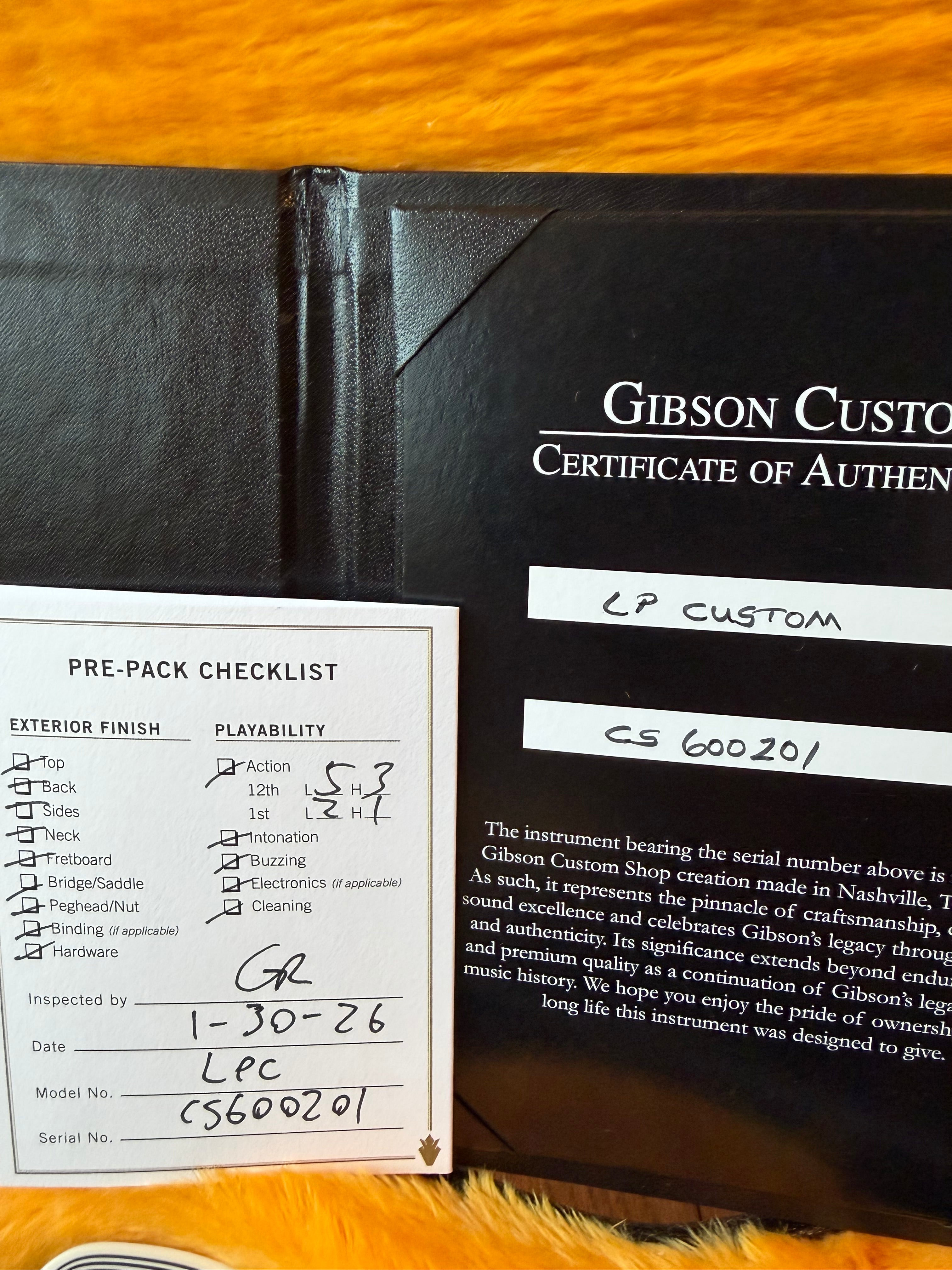 2026 Gibson Custom Shop Les Paul Custom - Ebony Black