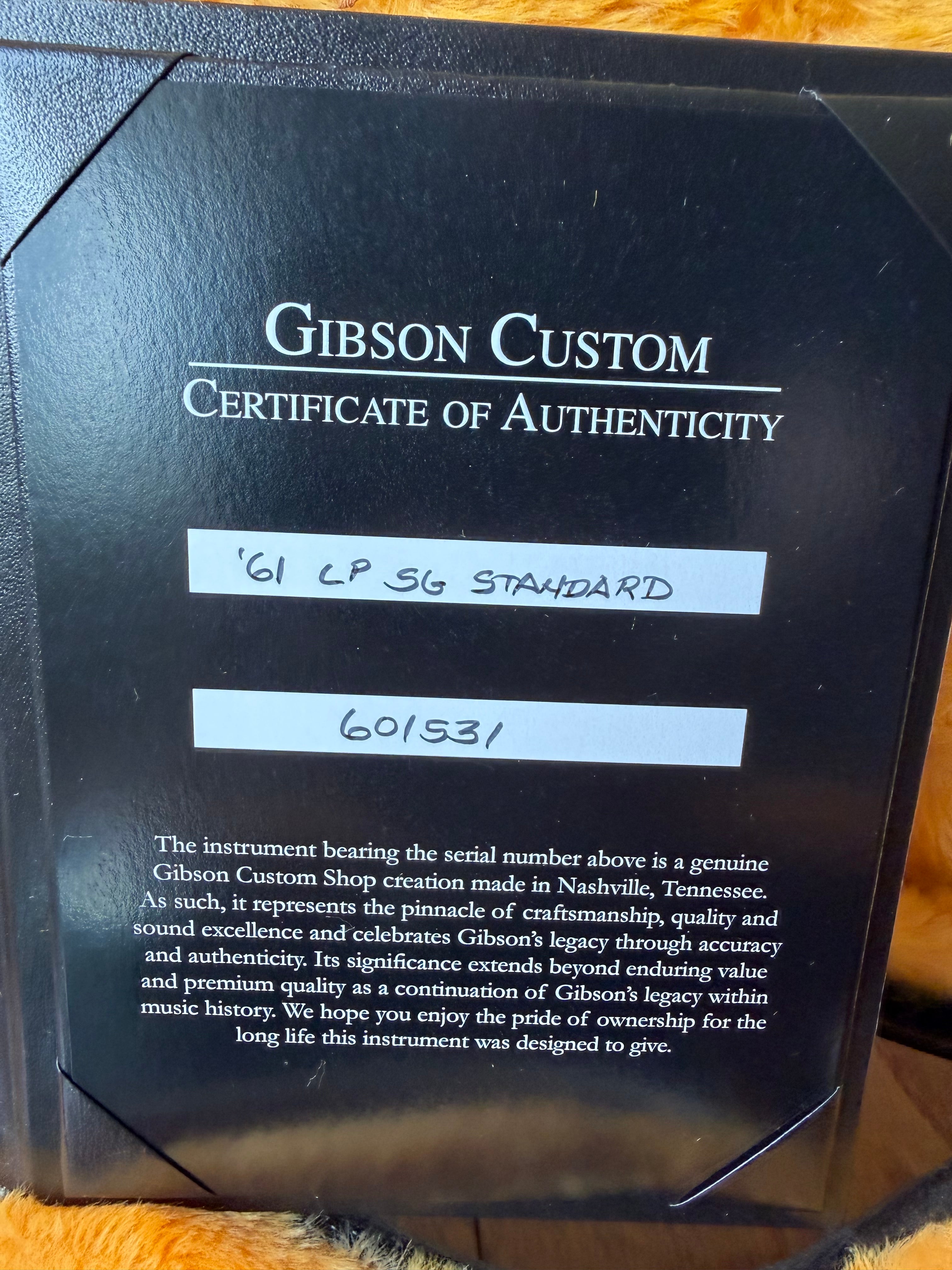 2026 Gibson Custom Shop ‘61 Les Paul SG Standard Stop Tail VOS - Cherry Red