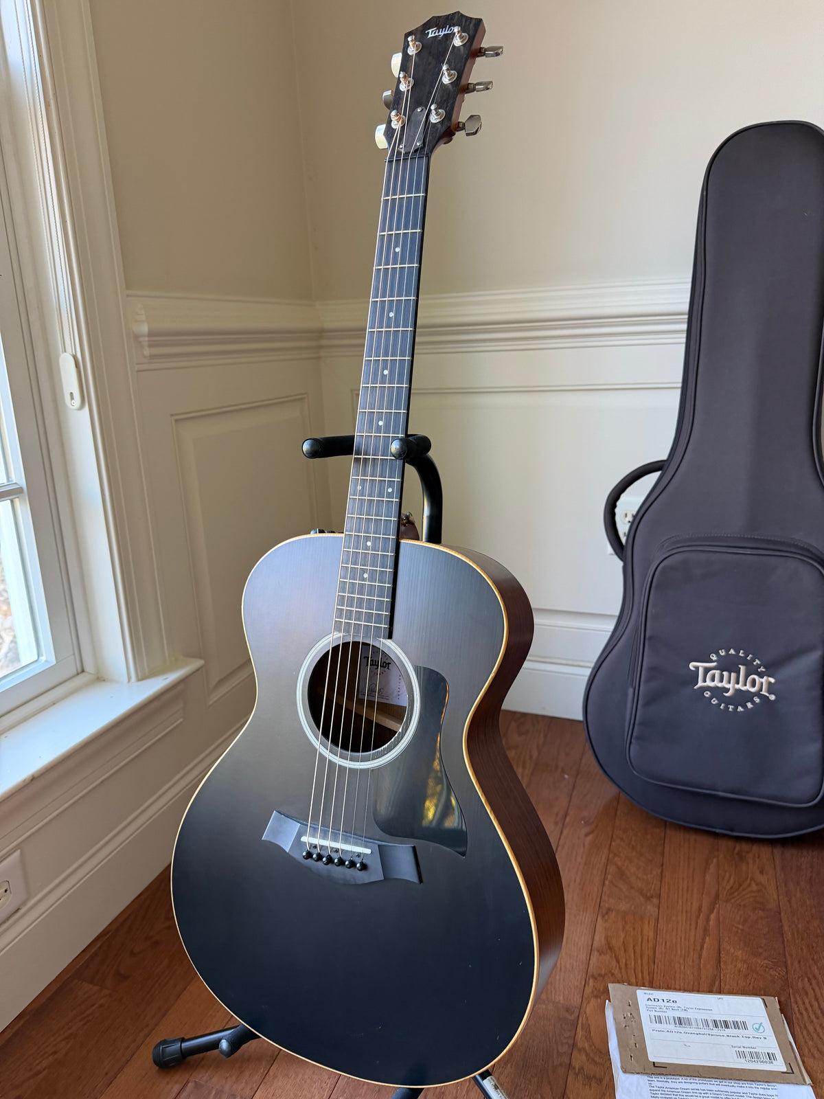 2020 Taylor AD12e Prototype Spruce Top Ovangkol Back and Sides American Dream - Ebony Black