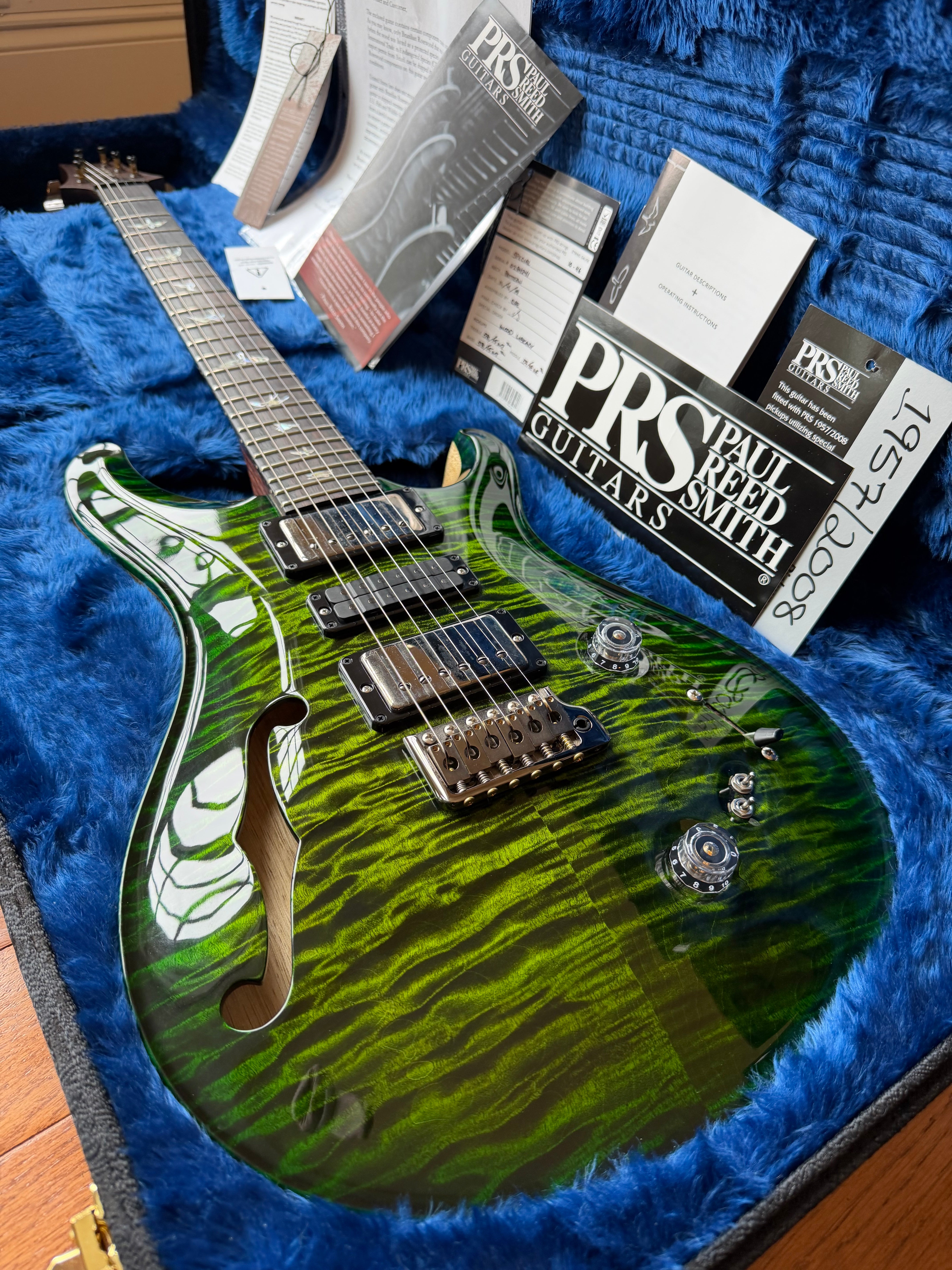 2019 PRS Special Semi-Hollow Wood Library Brazilian Korina - Jade Green Smokeburst