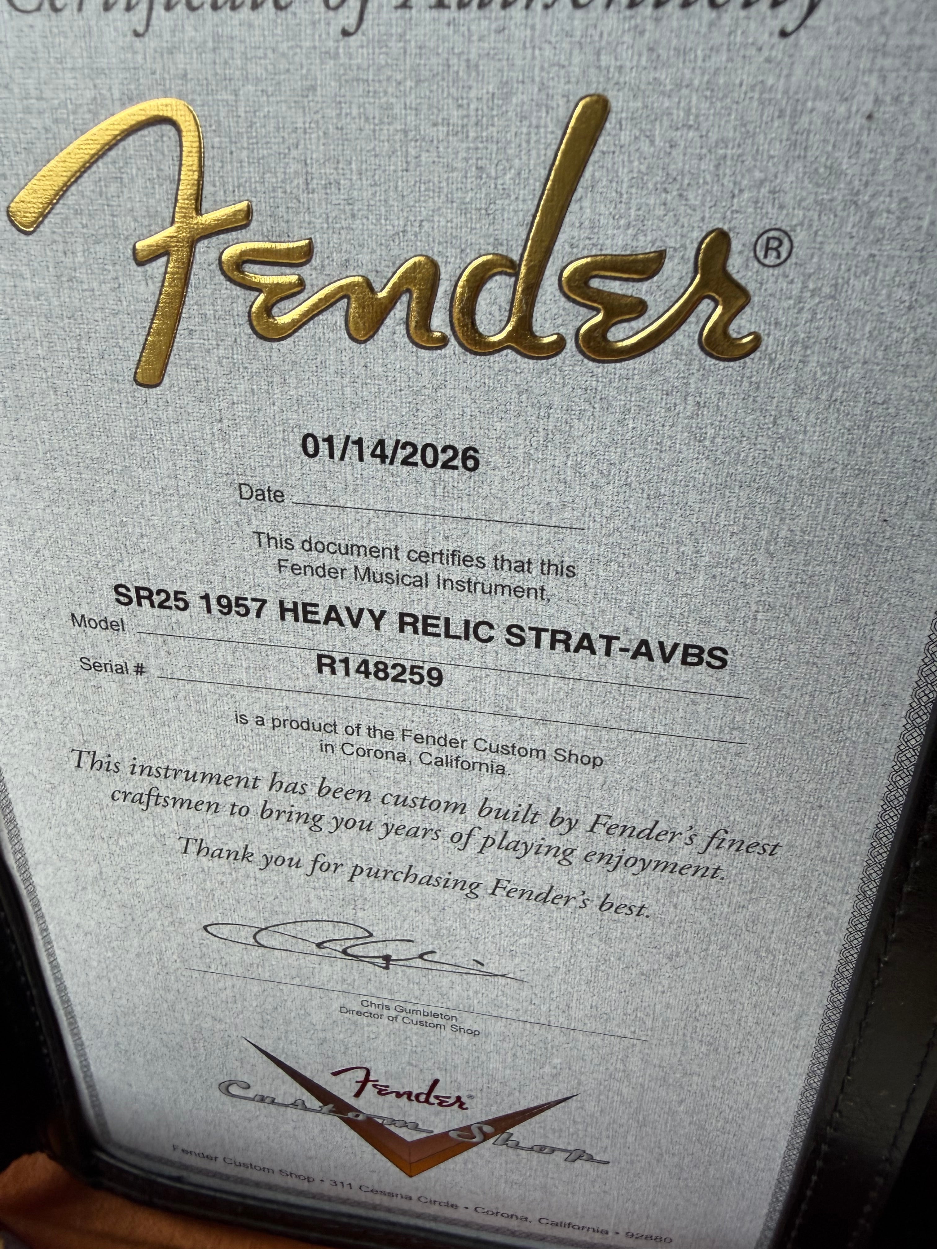 2026 Fender Custom Shop '57 Stratocaster SR25 Heavy Relic - Aged Violin Burst - Image 17