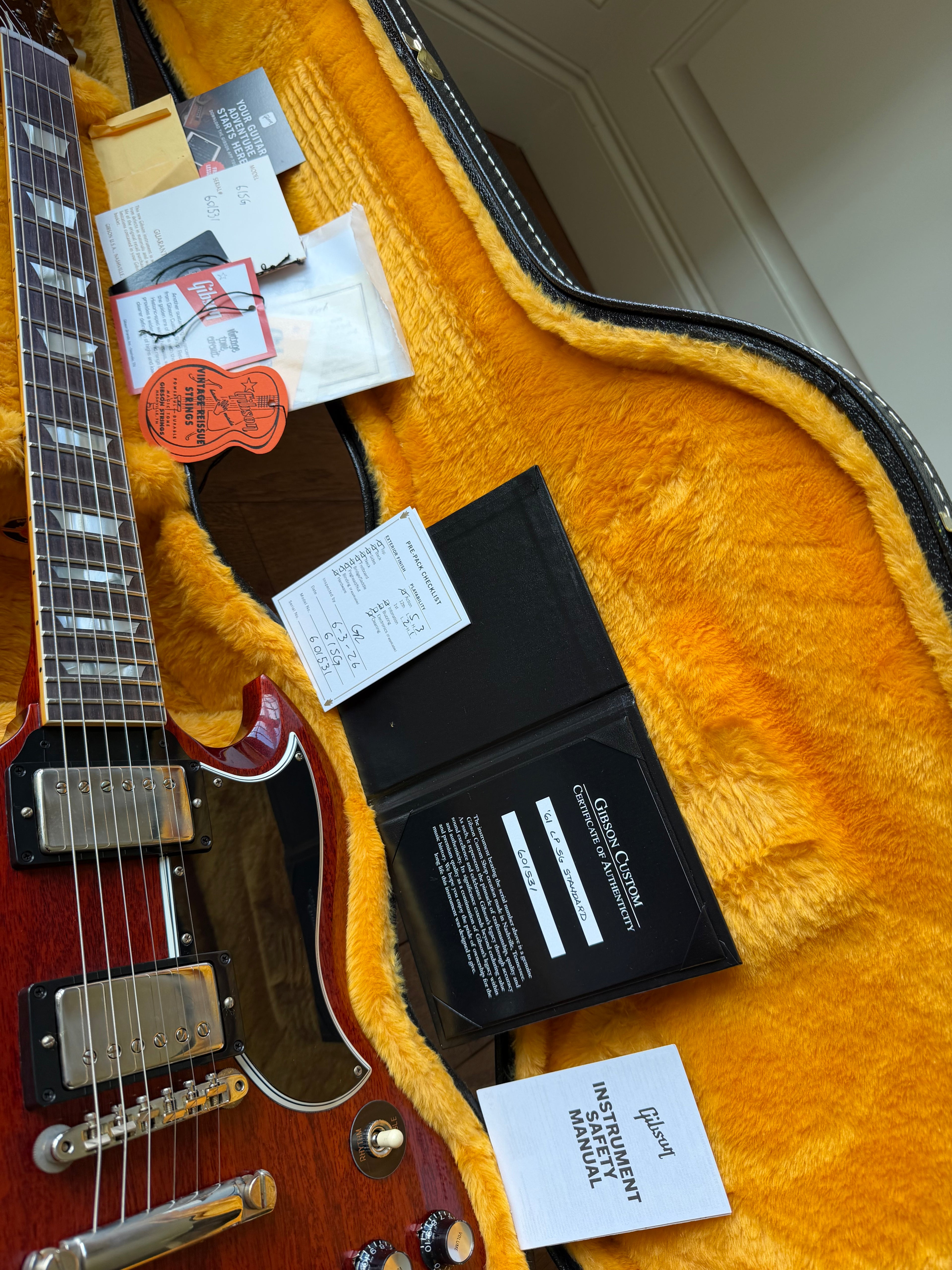 2026 Gibson Custom Shop ‘61 Les Paul SG Standard Stop Tail VOS - Cherry Red