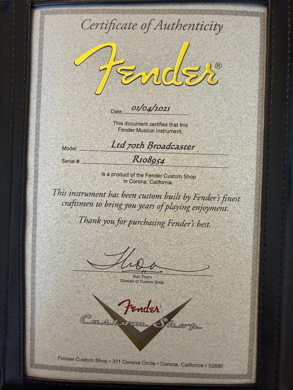 2021 Fender Custom Shop ‘51 70th Anniversary Broadcaster Telecaster Relic - Nocaster Blonde