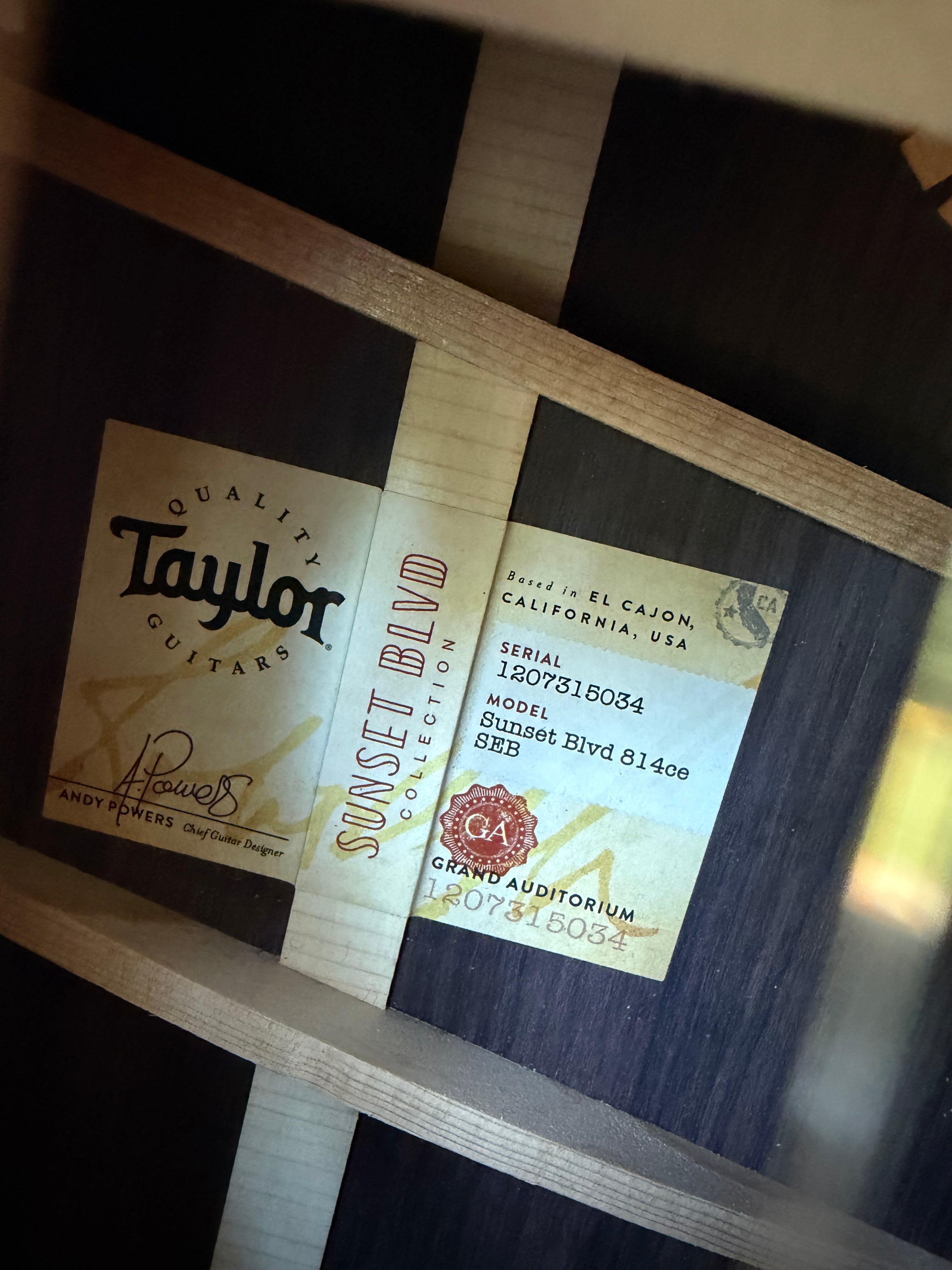 2025 Taylor 814ce Sunset Blvd Grand Auditorium - Sunset Edgeburst