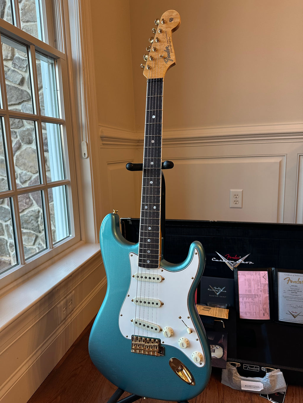 2023 Fender Custom Shop '65 Stratocaster LTD Gold Hardware Neck Binding - Teal Green Metallic - Image 3