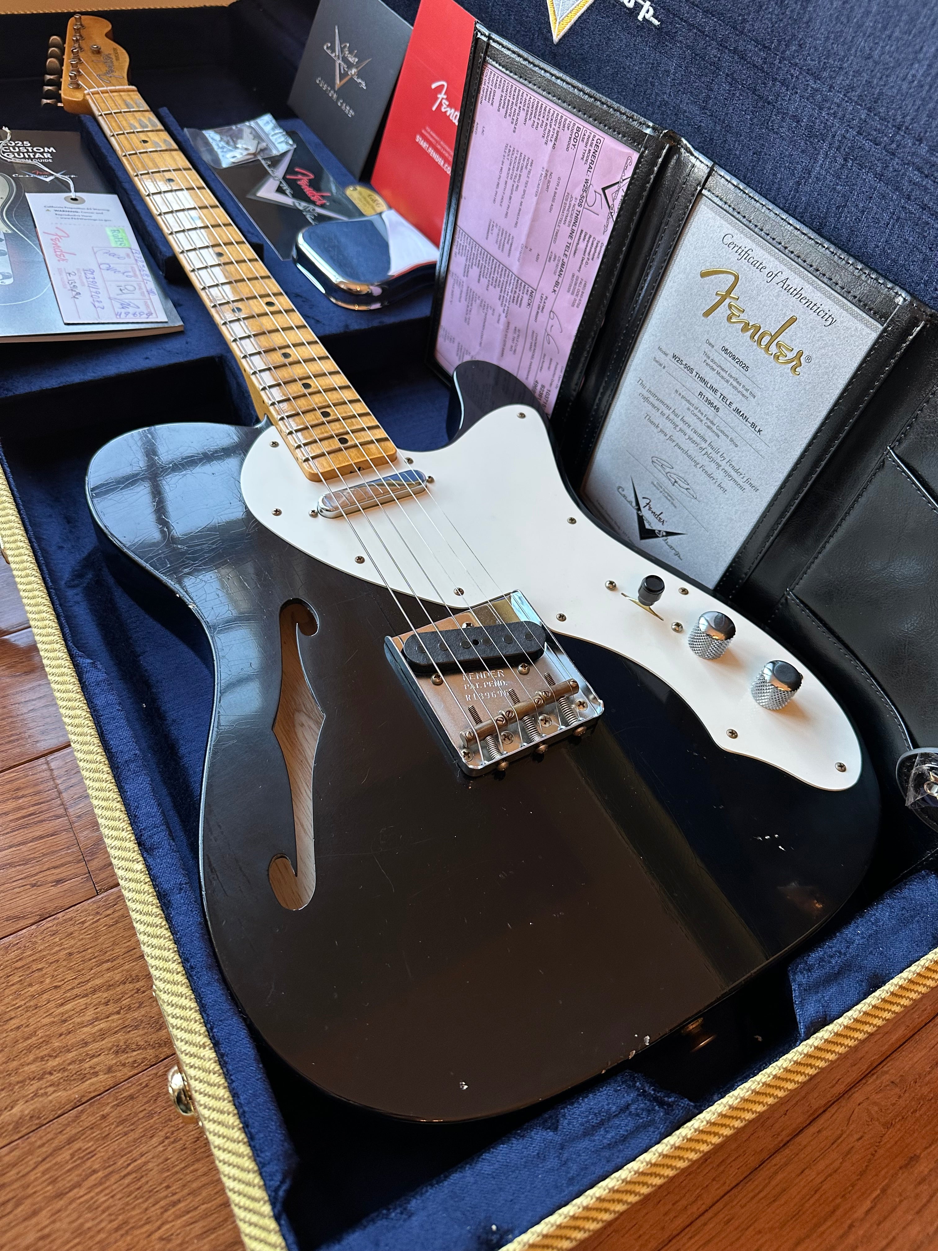 2025 Fender Custom Shop Telecaster Thinline W25-50S Journeyman - Aged Black - Image 1