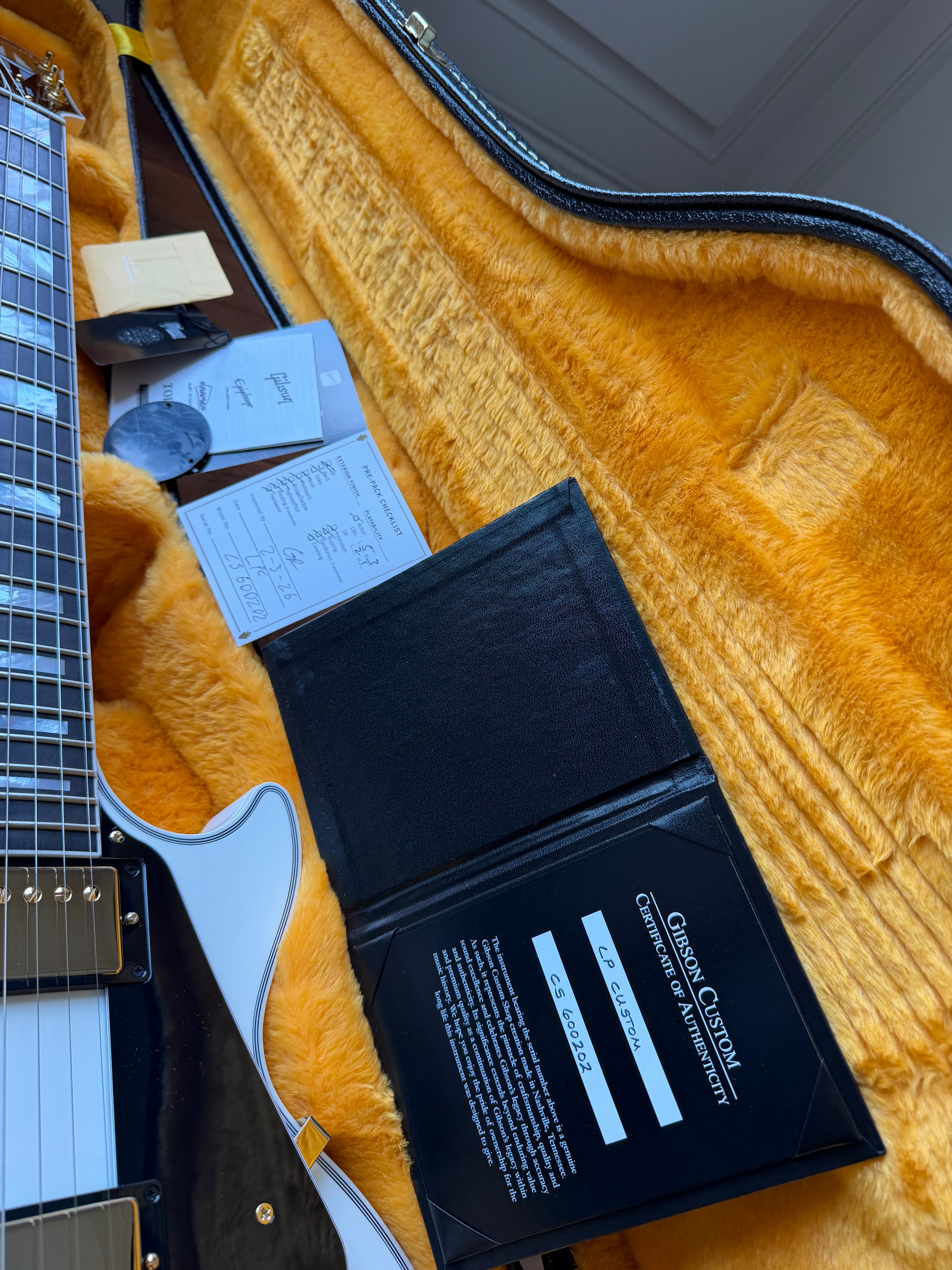 2026 Gibson Custom Shop Les Paul Custom Ebony Fretboard - Alpine White