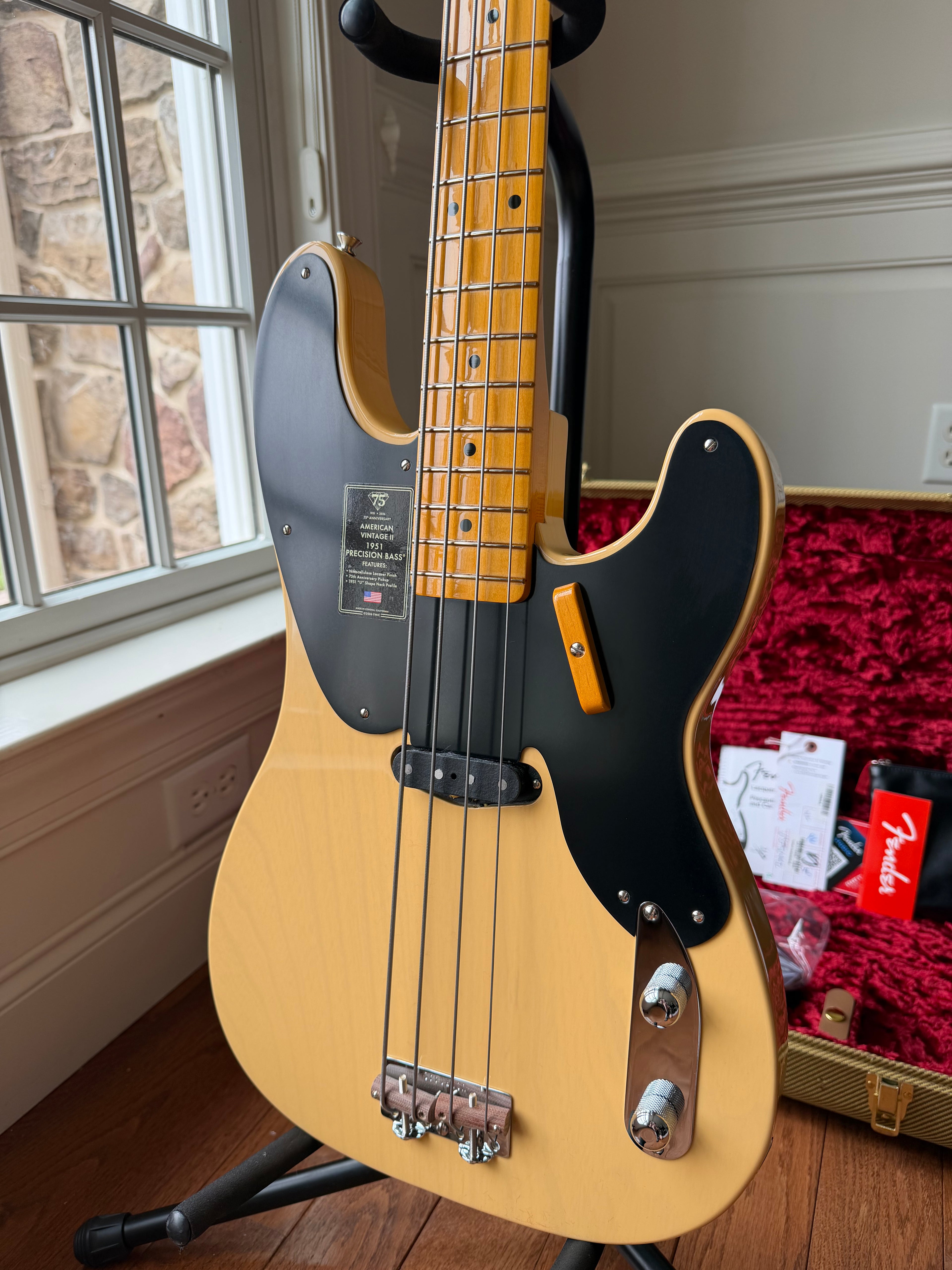 2026 Fender 75 Anniversary American Vintage II '51 Precision Bass - Butterscotch Blonde - Image 3