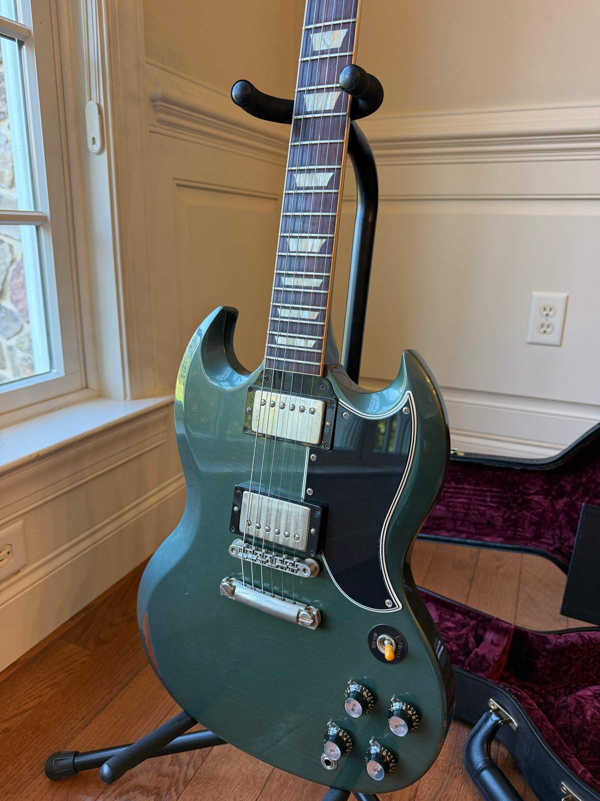 2020 Gibson Custom Shop SG Standard Stop Tail Factory Aged - Aged Pelham Blue
