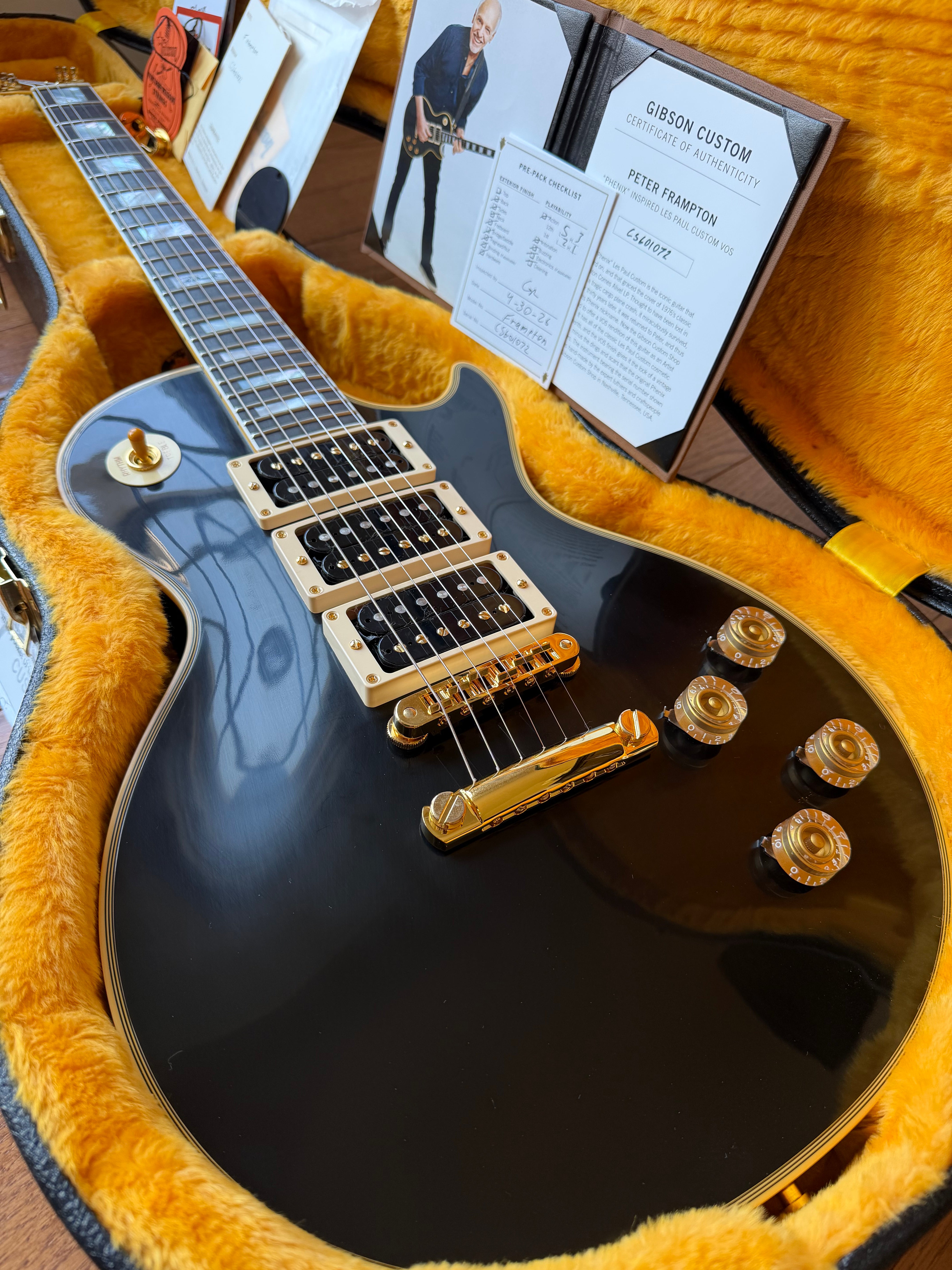 2026 Gibson Custom Shop Les Paul Custom Peter Frampton “Phenix” Inspired VOS - Ebony Black
