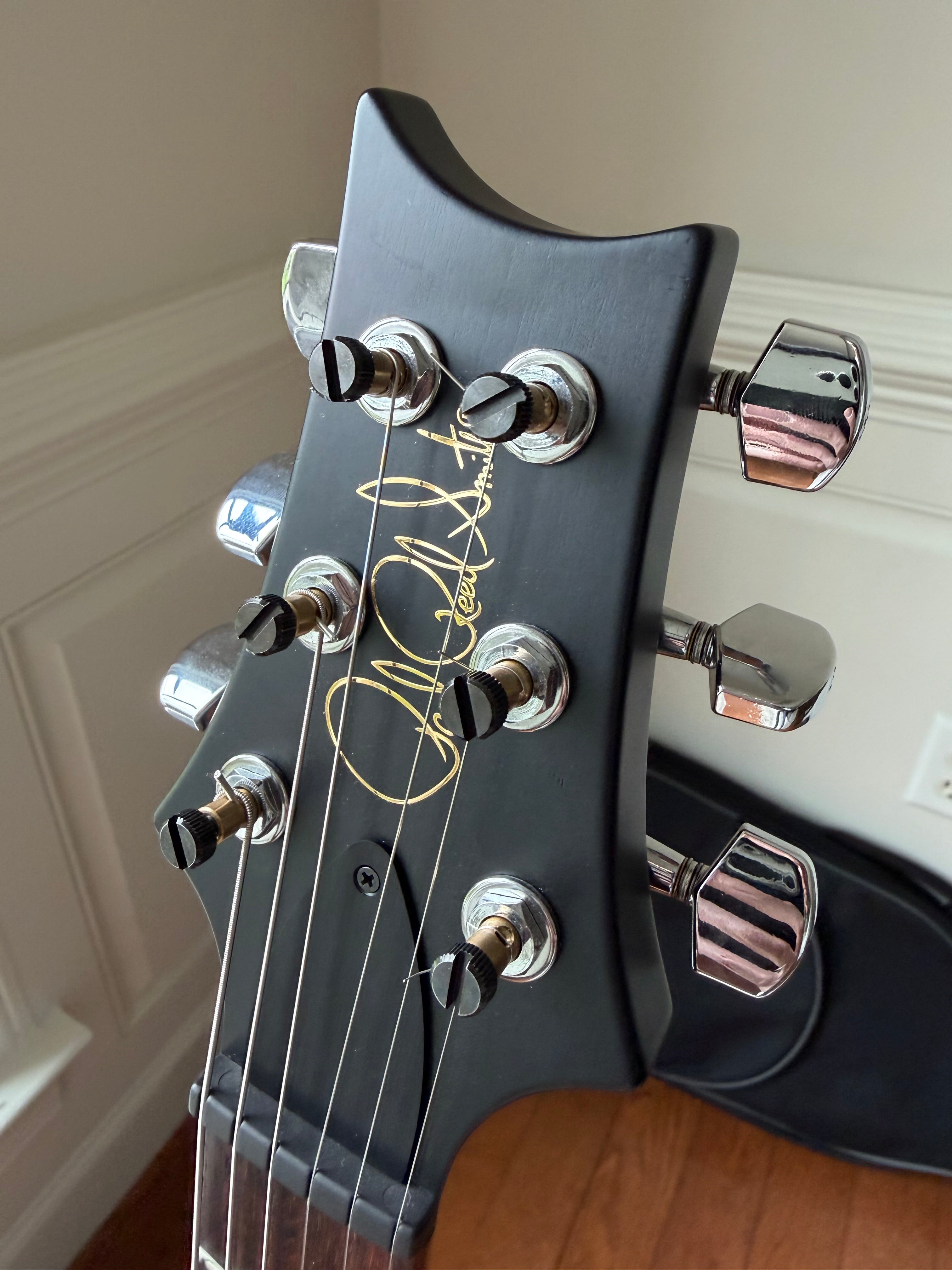 2021 PRS CE24 Semi-Hollow Custom Color Blackout Headstock Back - Black