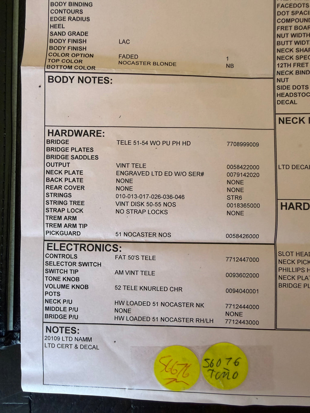 2026 Fender Custom Shop ‘52 W19 Telecaster Limited Edition NOS - Faded Nocaster Blonde