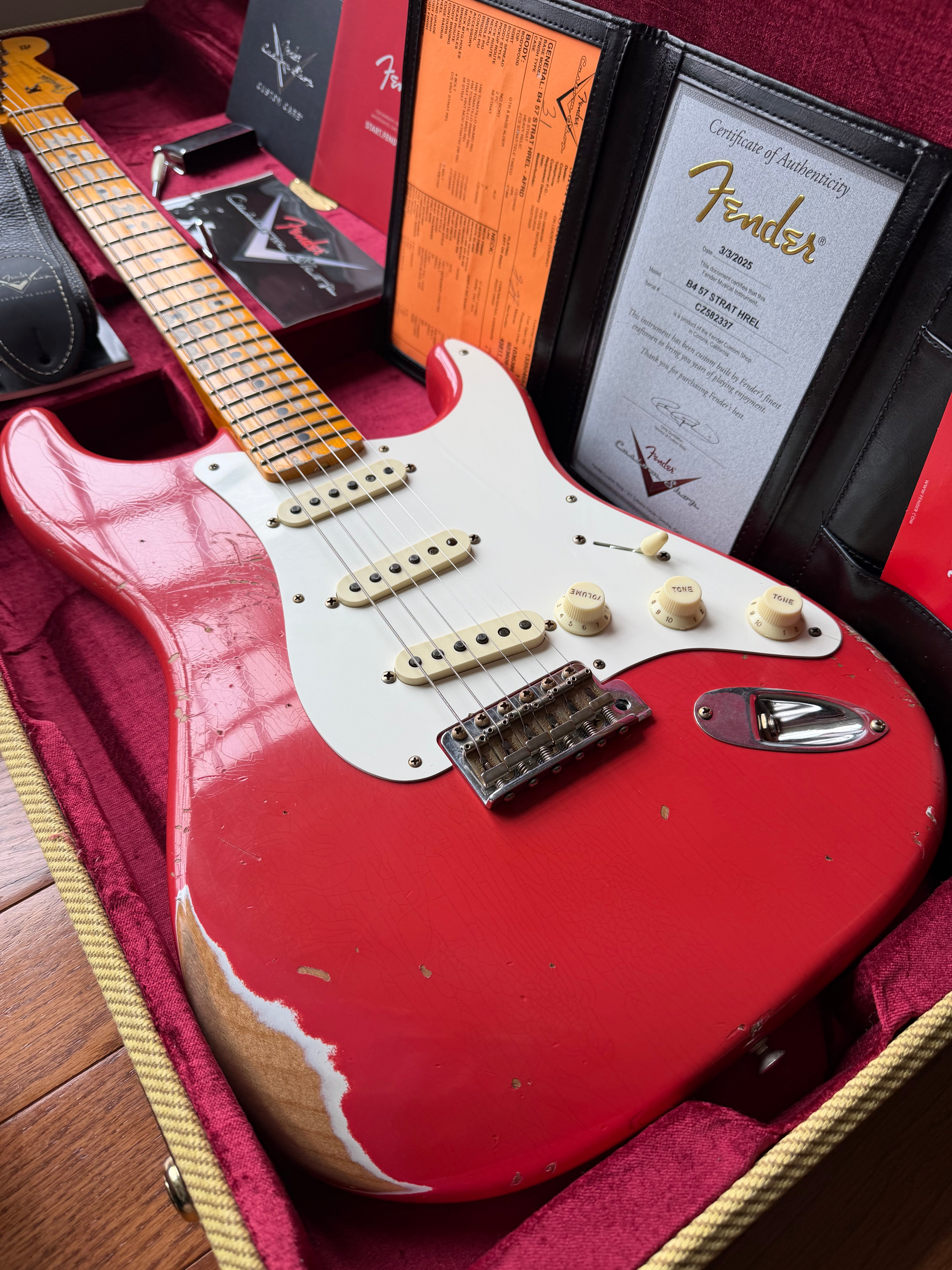 2025 Fender Custom Shop ‘57 Stratocaster B4 Heavy Relic - Aged Fiesta Red