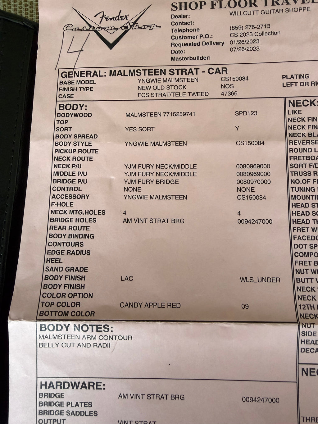 2023 Fender Custom Shop Yngwie Malmsteen Stratocaster - Candy Apple Red