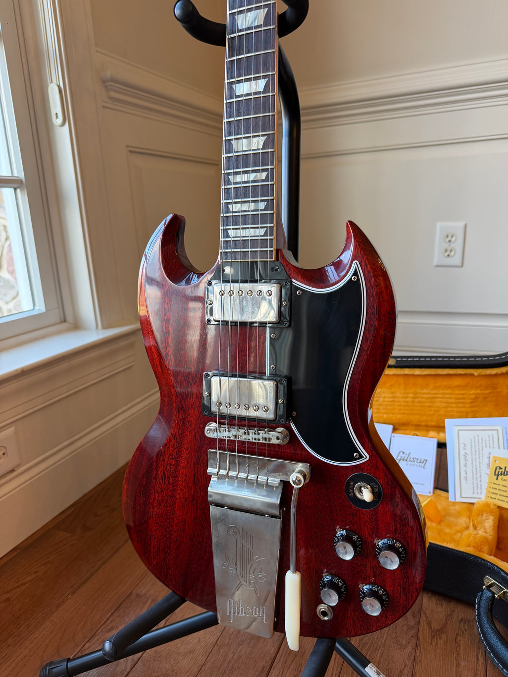 2025 Gibson Custom Shop '64 SG Standard VOS Maestro Vibrola - Cherry Red - Image 2