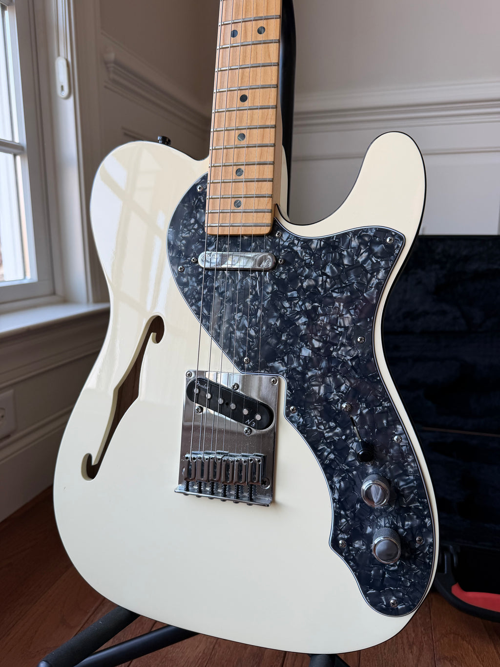 2013 Fender American Deluxe Telecaster Thinline - Olympic White - Image 3