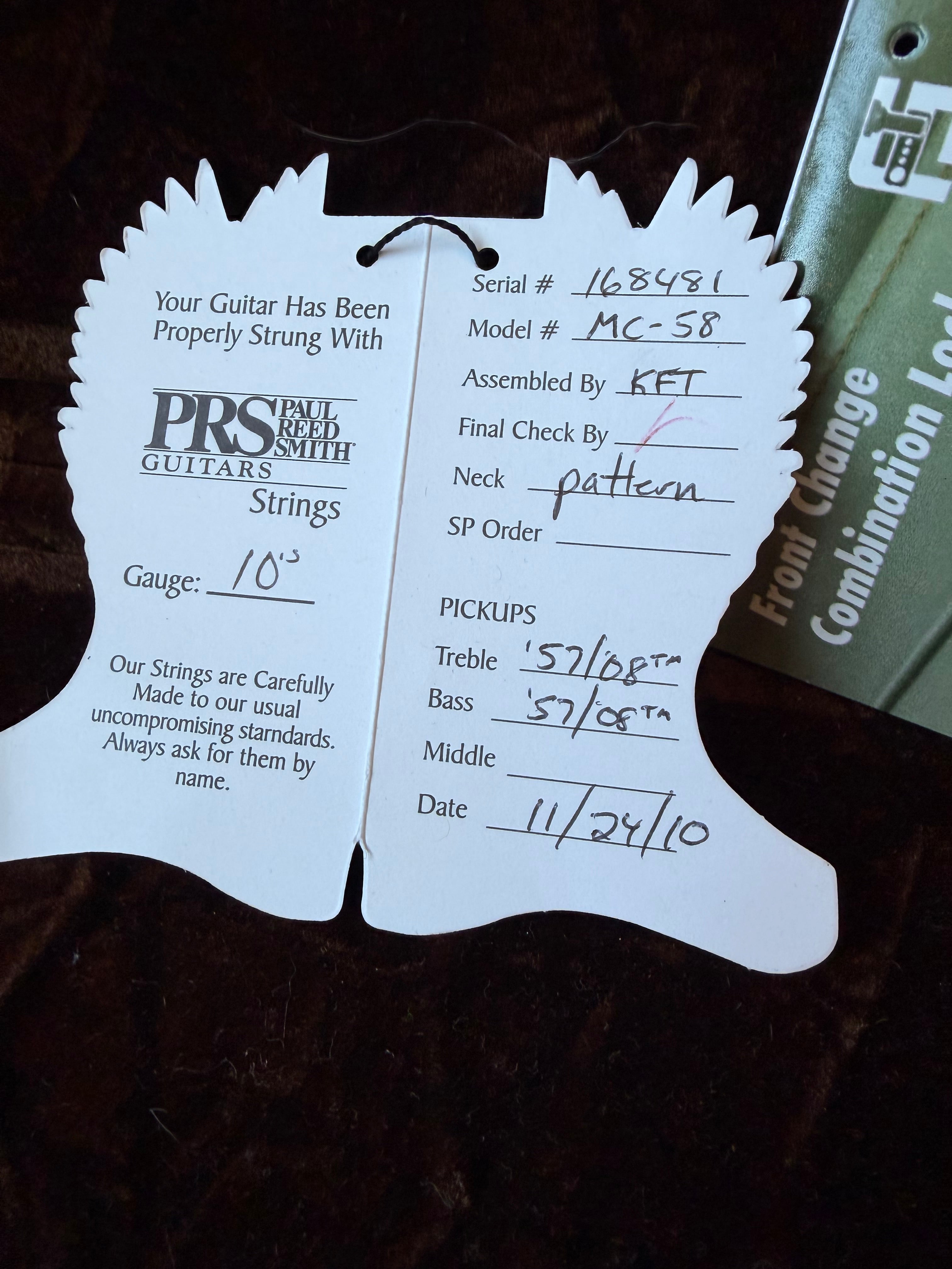 2010 PRS MC-58 McCarty Flame Maple Artist Top - Fire Red Burst