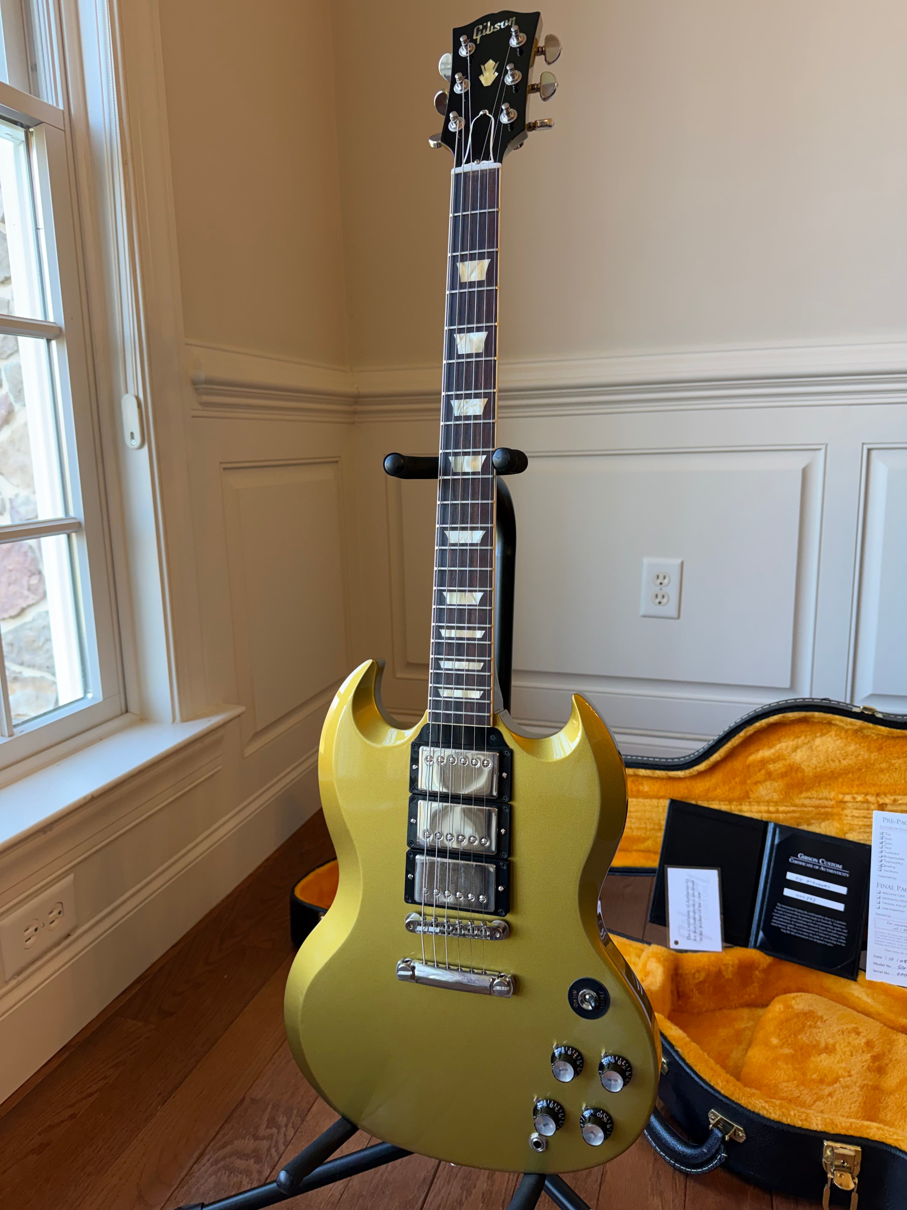 2020 Gibson Custom Shop SG Standard 3 Pickup Double Gold Factory Stinger - Gold Top