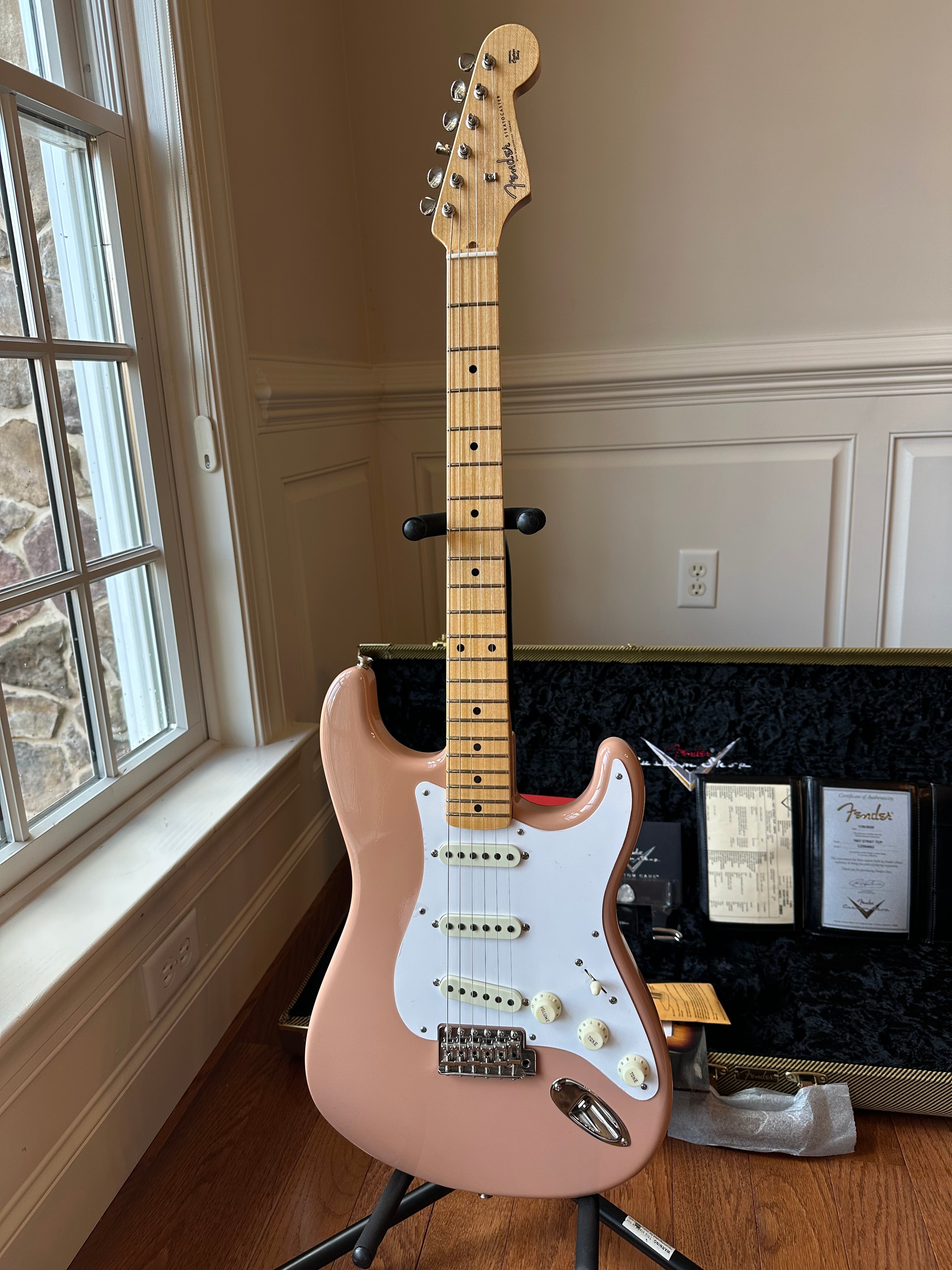 2025 Fender Custom Shop '57 Stratocaster TCP Time Capsule Maple- Dirty Shell Pink - Image 3