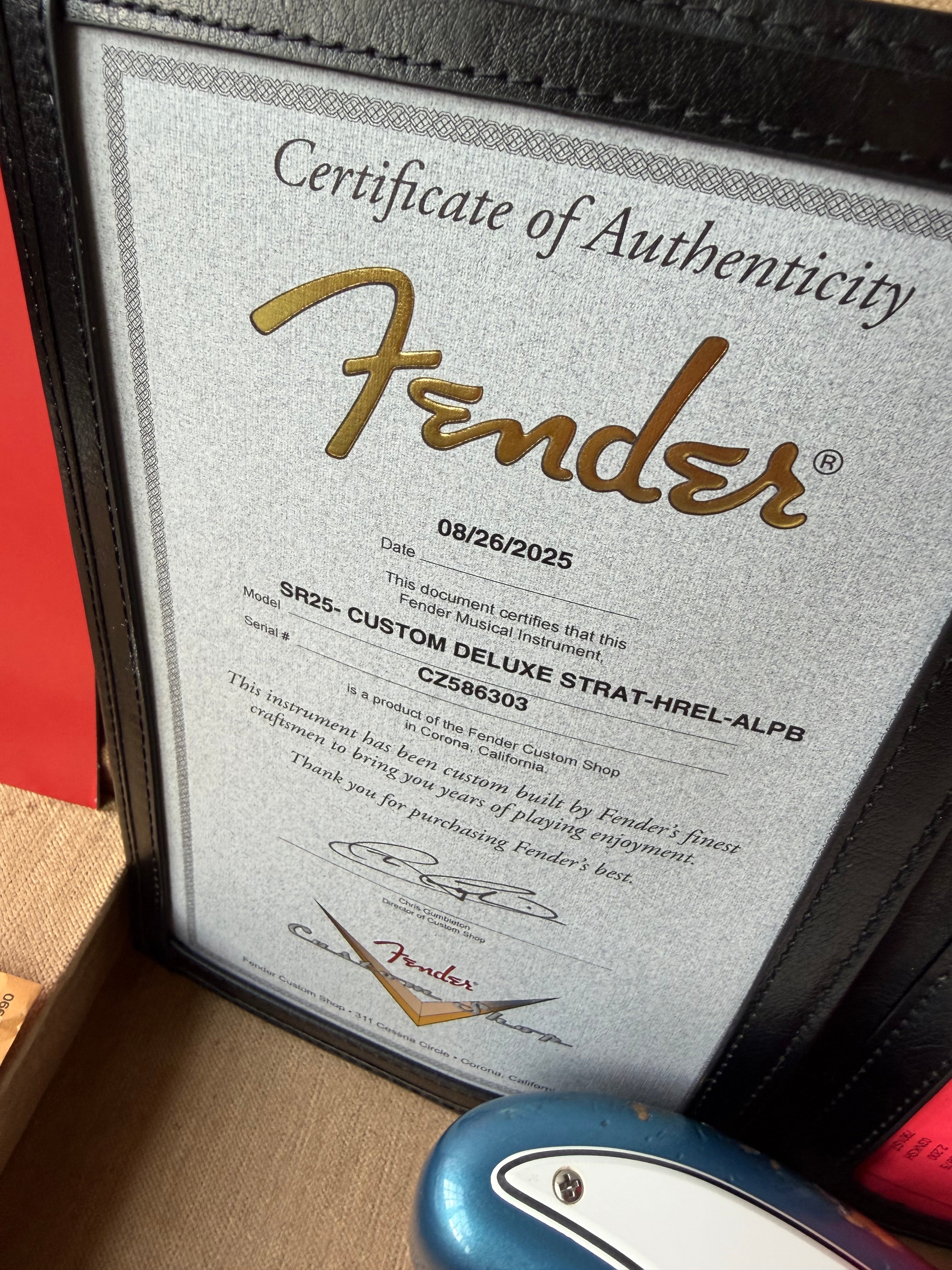 2025 Fender Custom Shop Stratocaster Custom Deluxe SR25 Matching Headstock Heavy Relic - Aged Lake Placid Blue